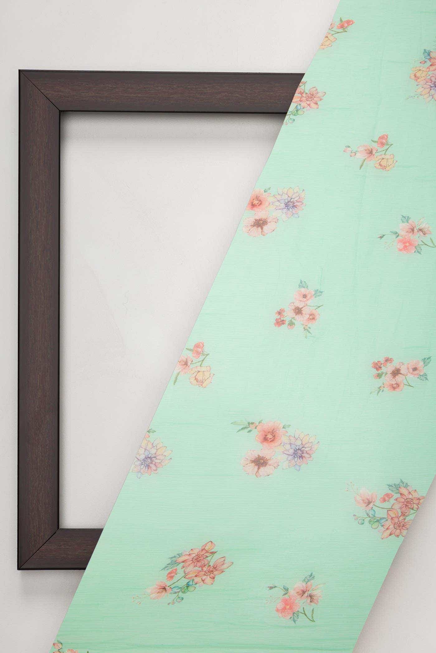 Sea Green Blended Chiffon Dress Material