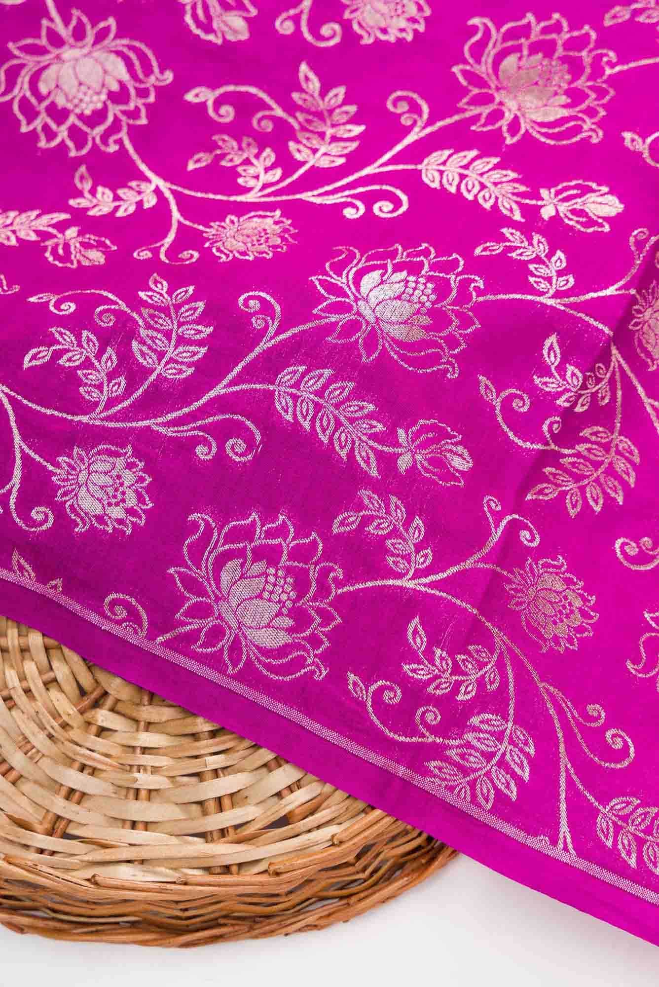 Magenta Banarasi Silk Dress Material
