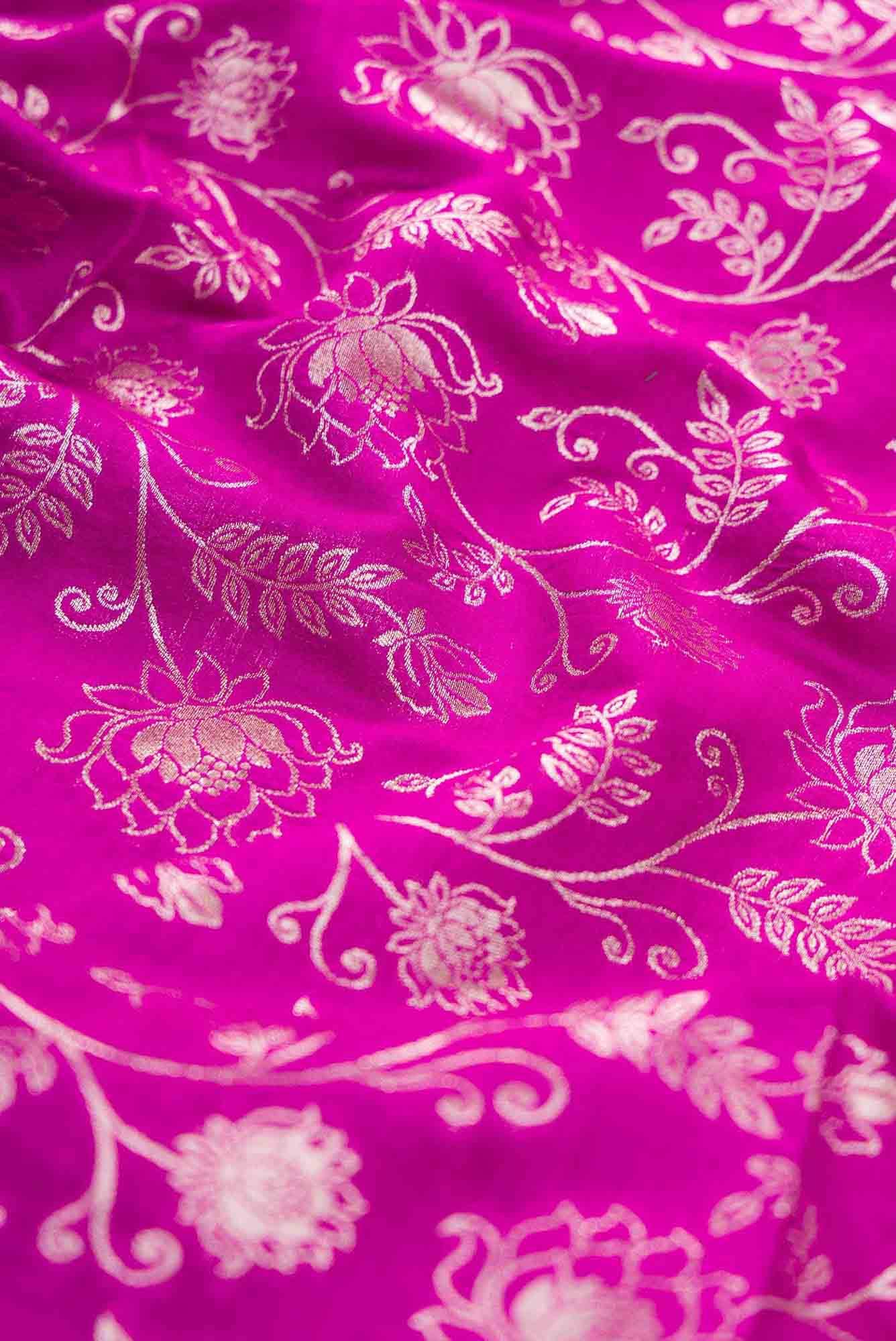 Magenta Banarasi Silk Dress Material
