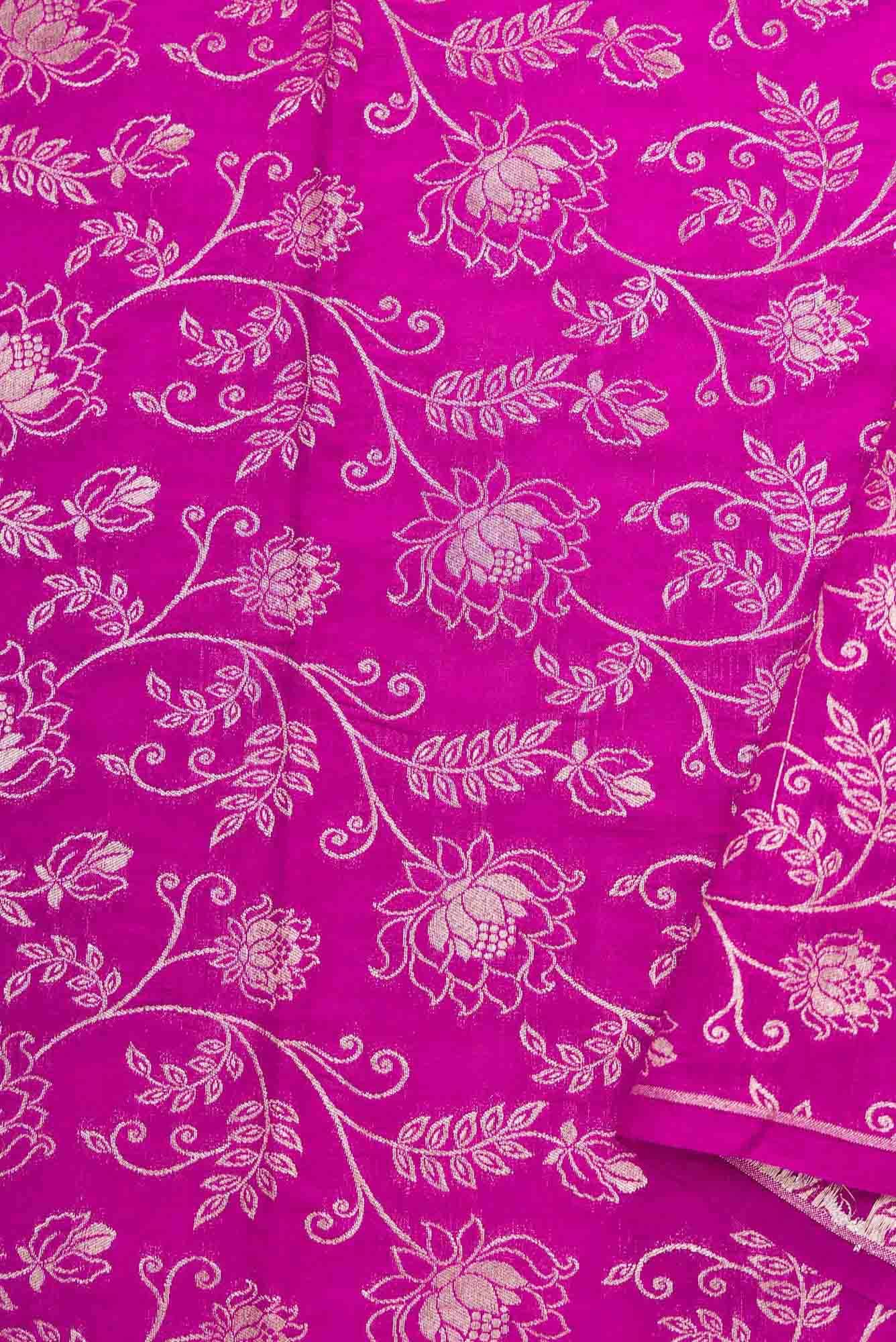 Magenta Banarasi Silk Dress Material