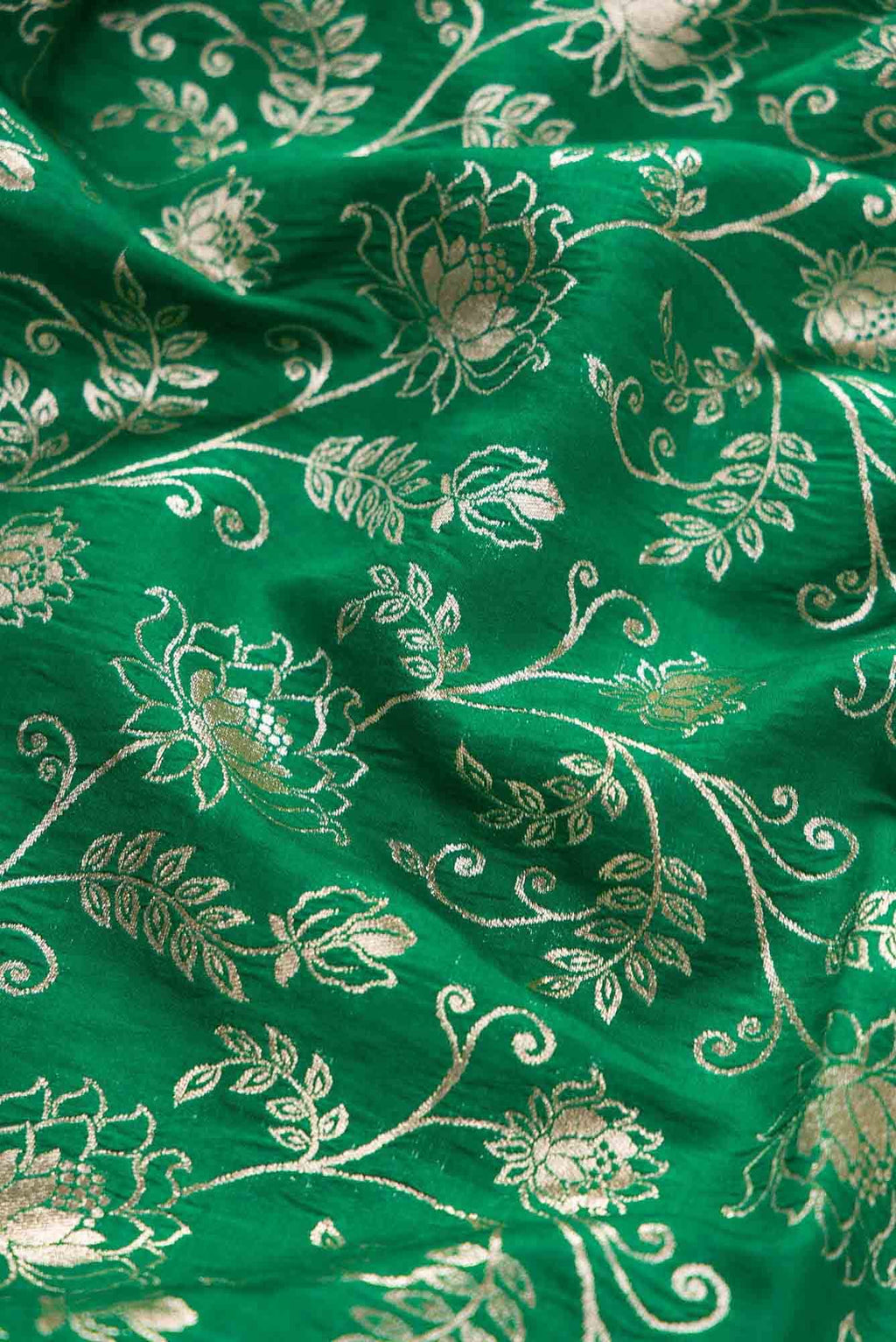 Green Banarasi Silk Dress Material