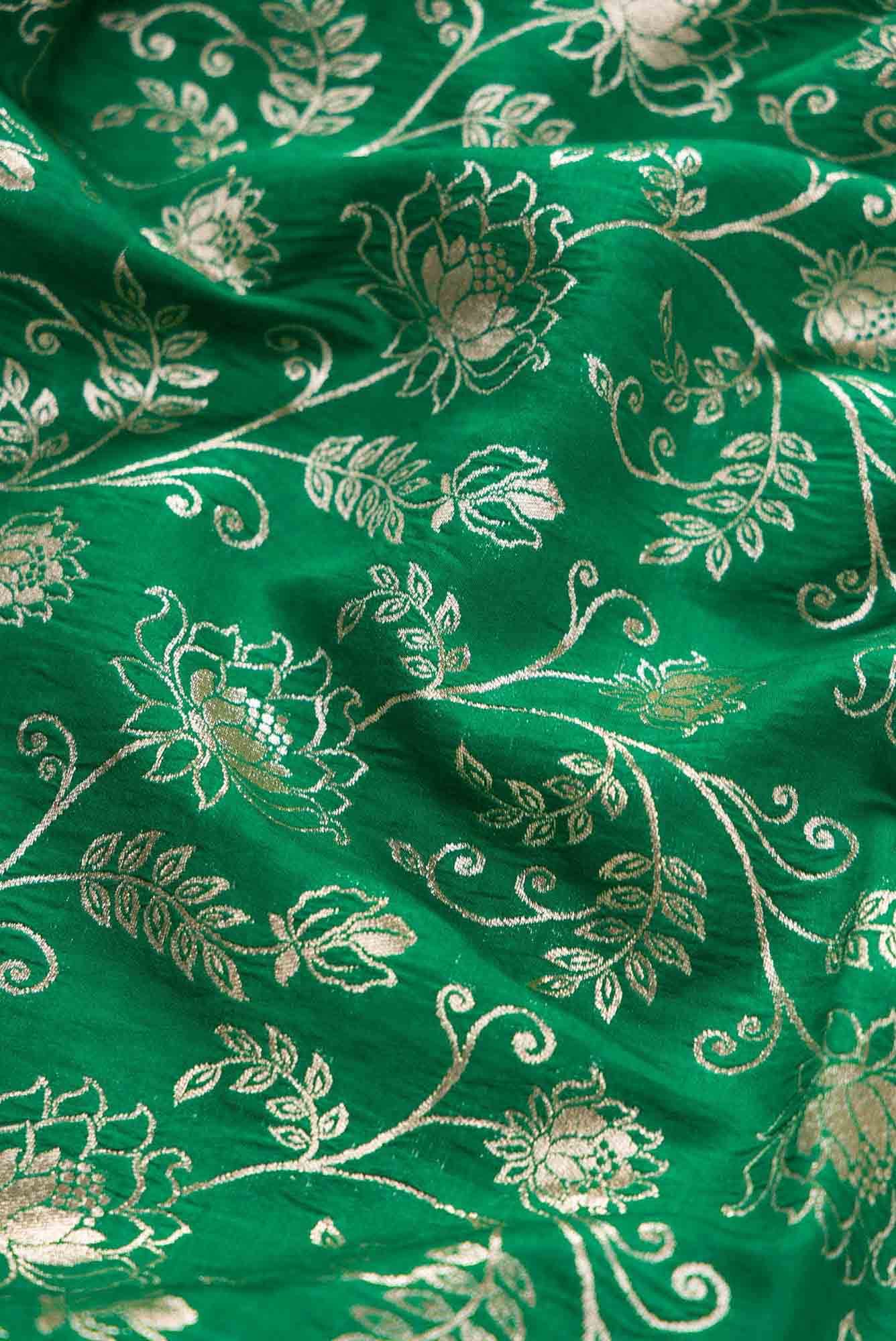 Green Banarasi Silk Dress Material