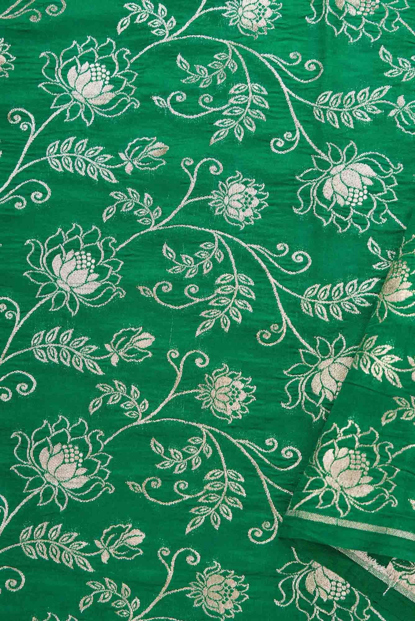 Green Banarasi Silk Dress Material