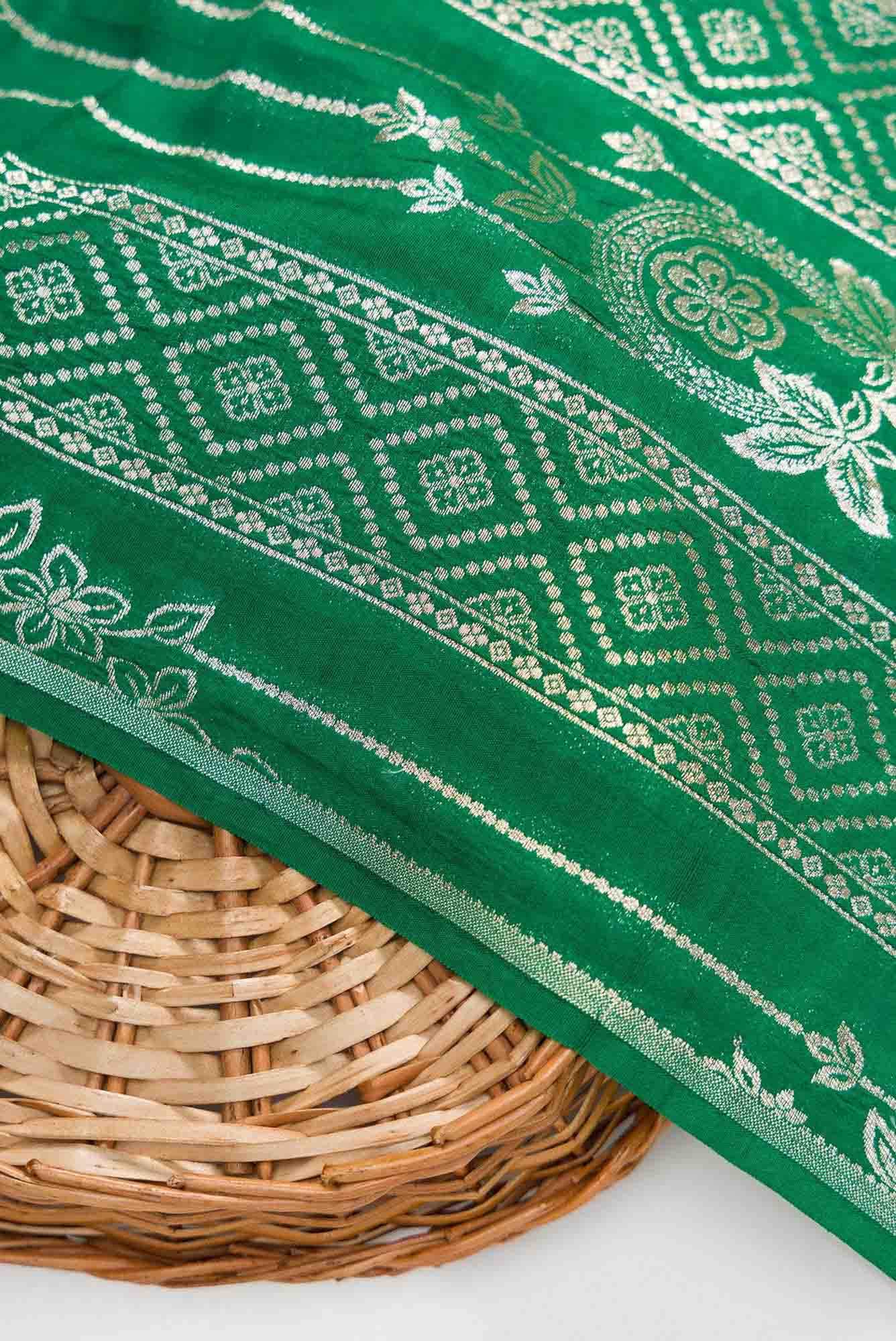 Green Banarasi Silk Dress Material