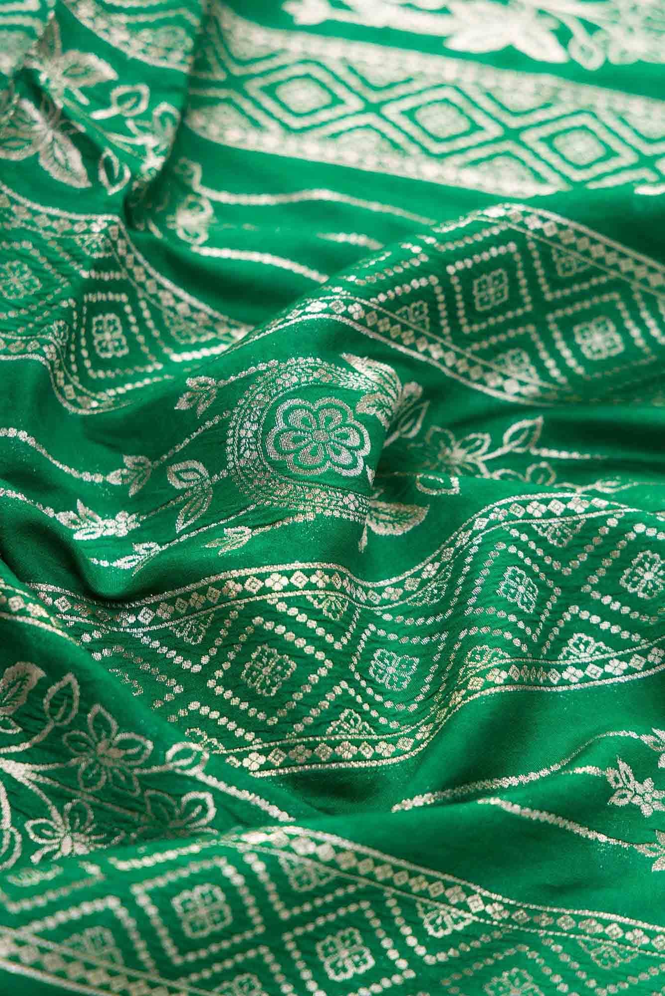 Green Banarasi Silk Dress Material