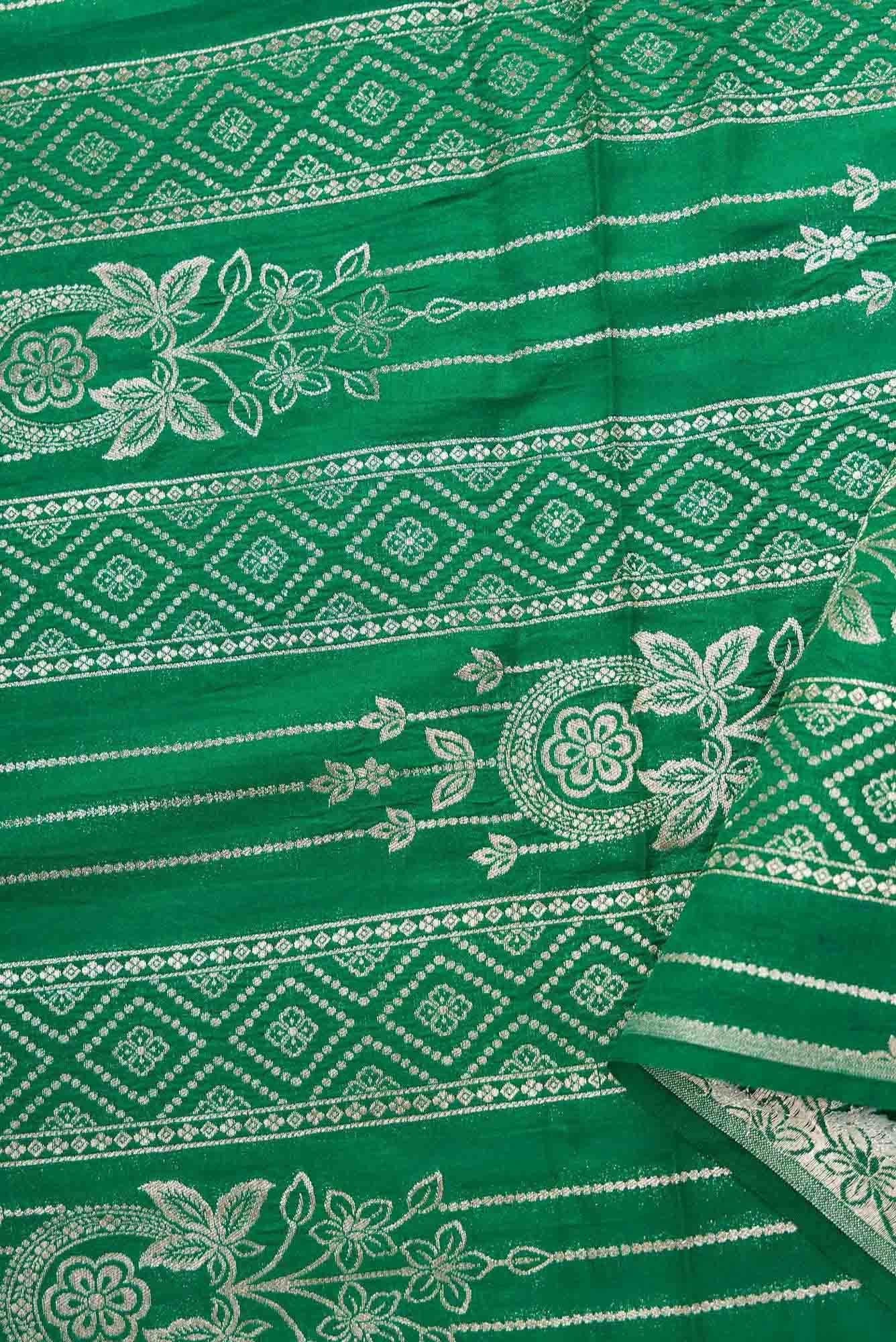 Green Banarasi Silk Dress Material