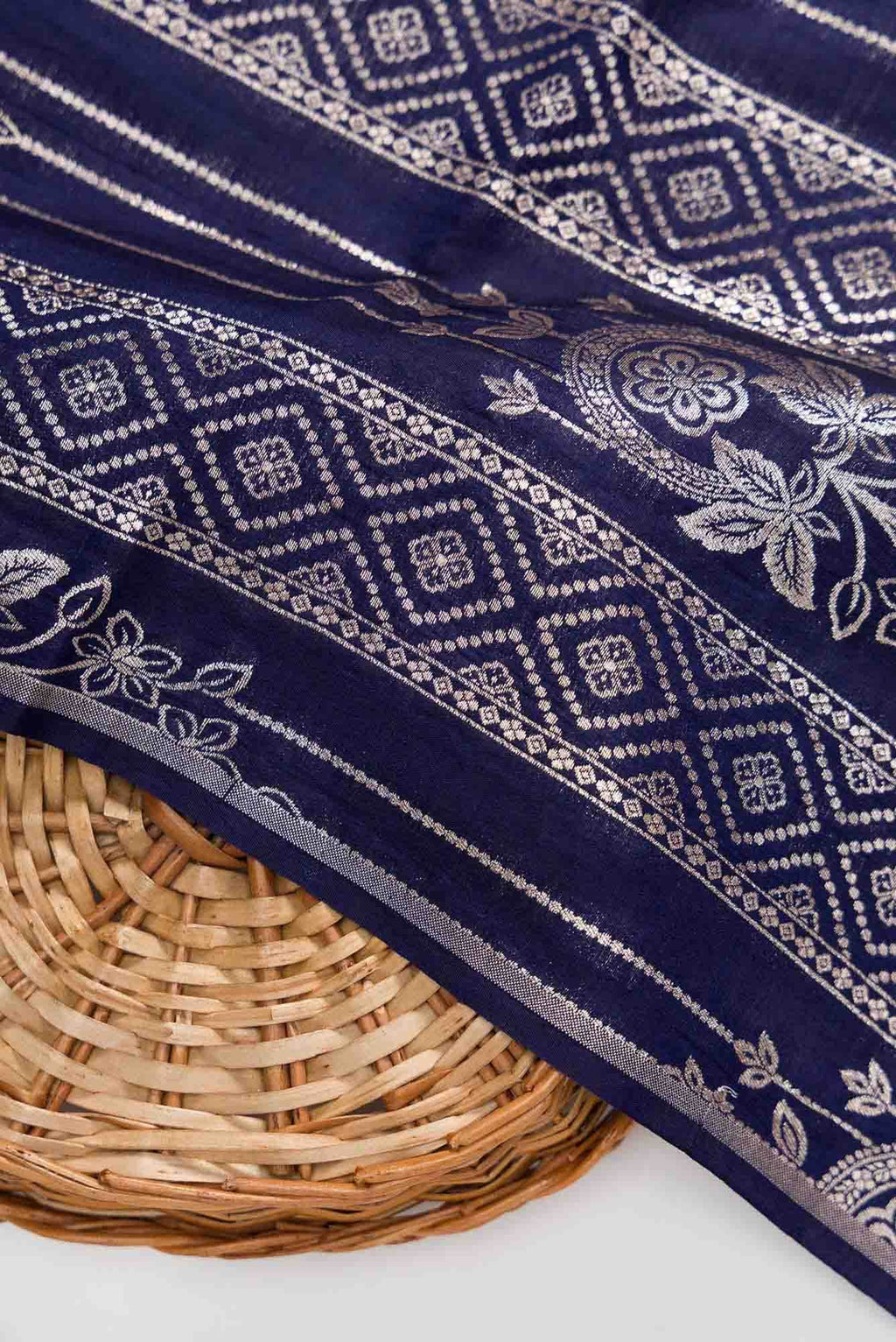 Navy Blue Banarasi Silk Dress Material