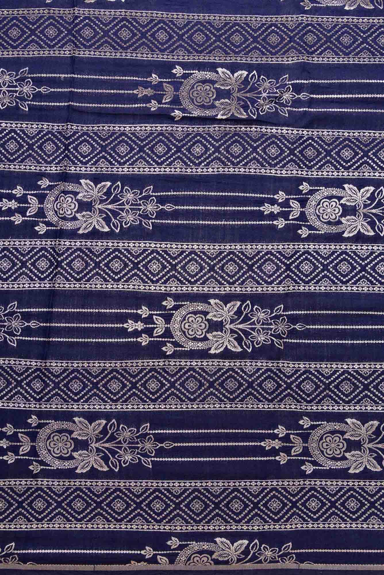 Navy Blue Banarasi Silk Dress Material