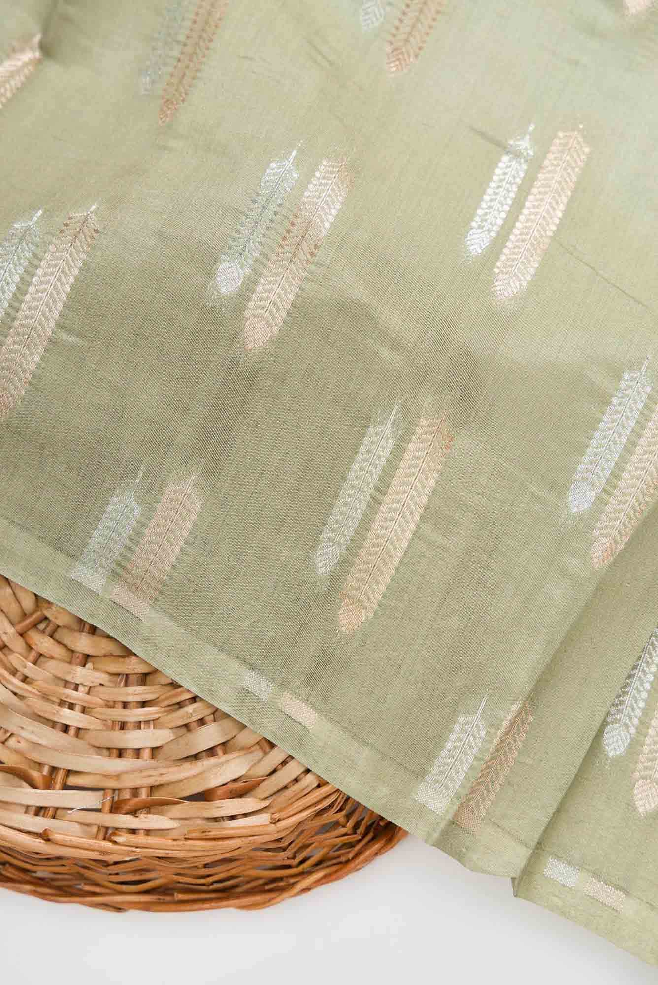 Green Banarasi Silk Dress Material