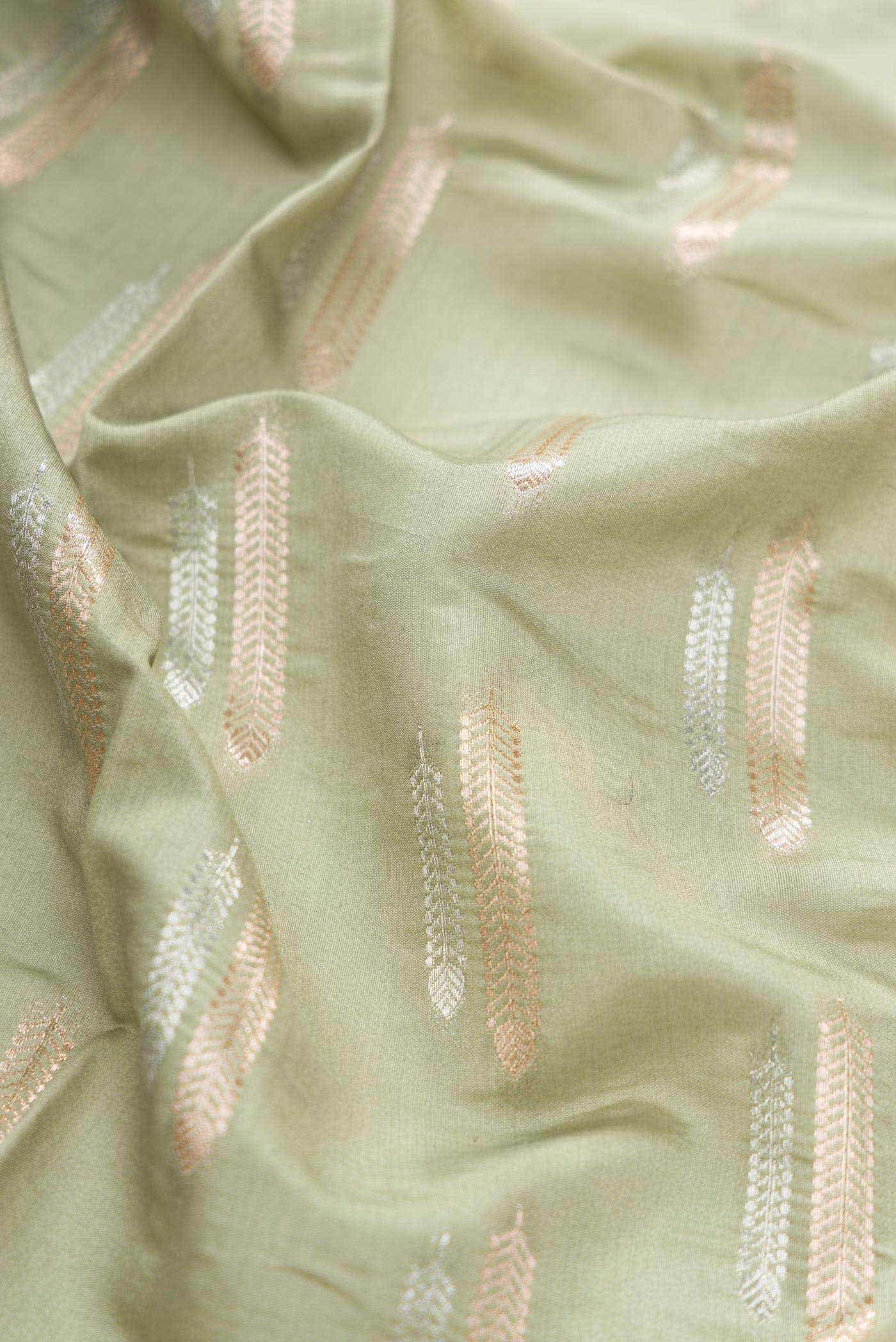 Green Banarasi Silk Dress Material