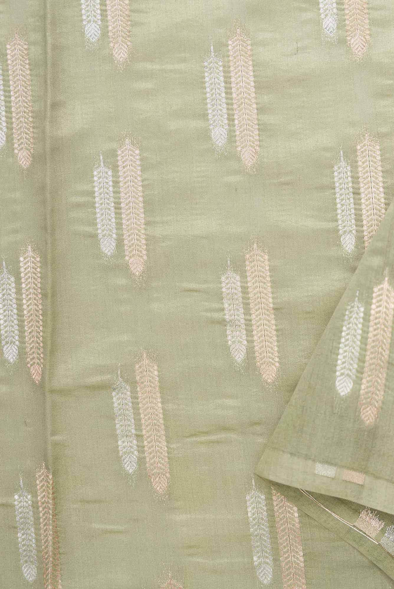Green Banarasi Silk Dress Material