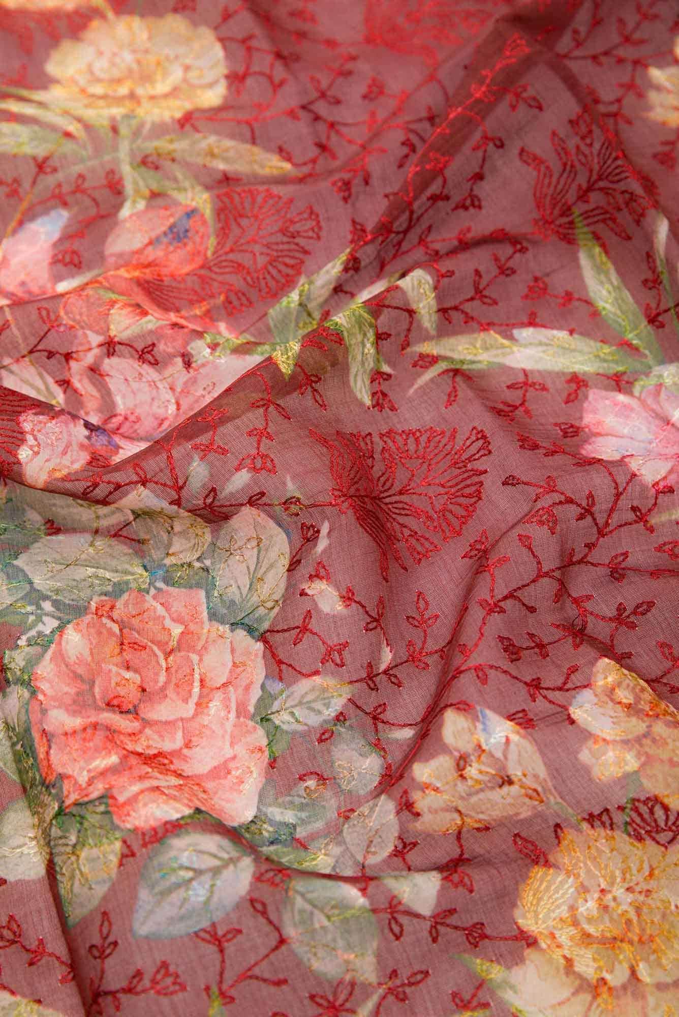 Maroon Chanderi Silk Dress Material