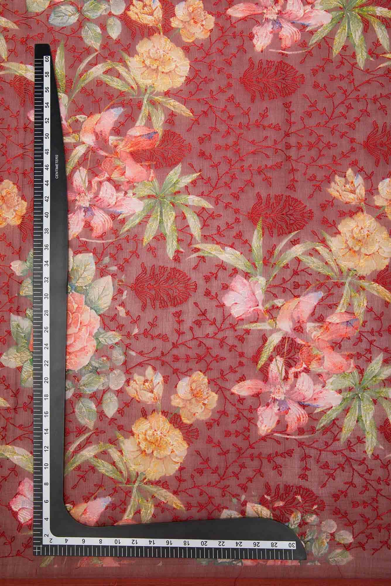 Maroon Chanderi Silk Dress Material
