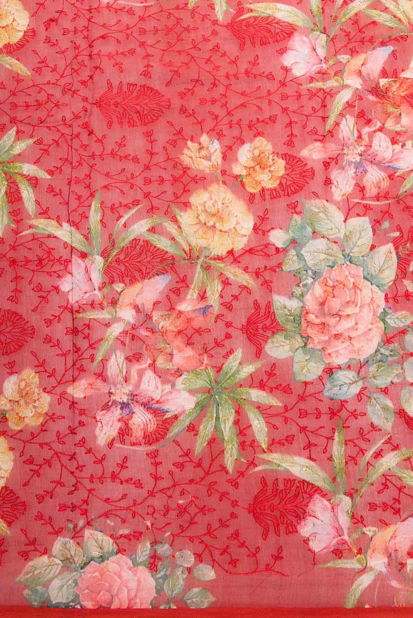 Red Chanderi Silk Dress Material