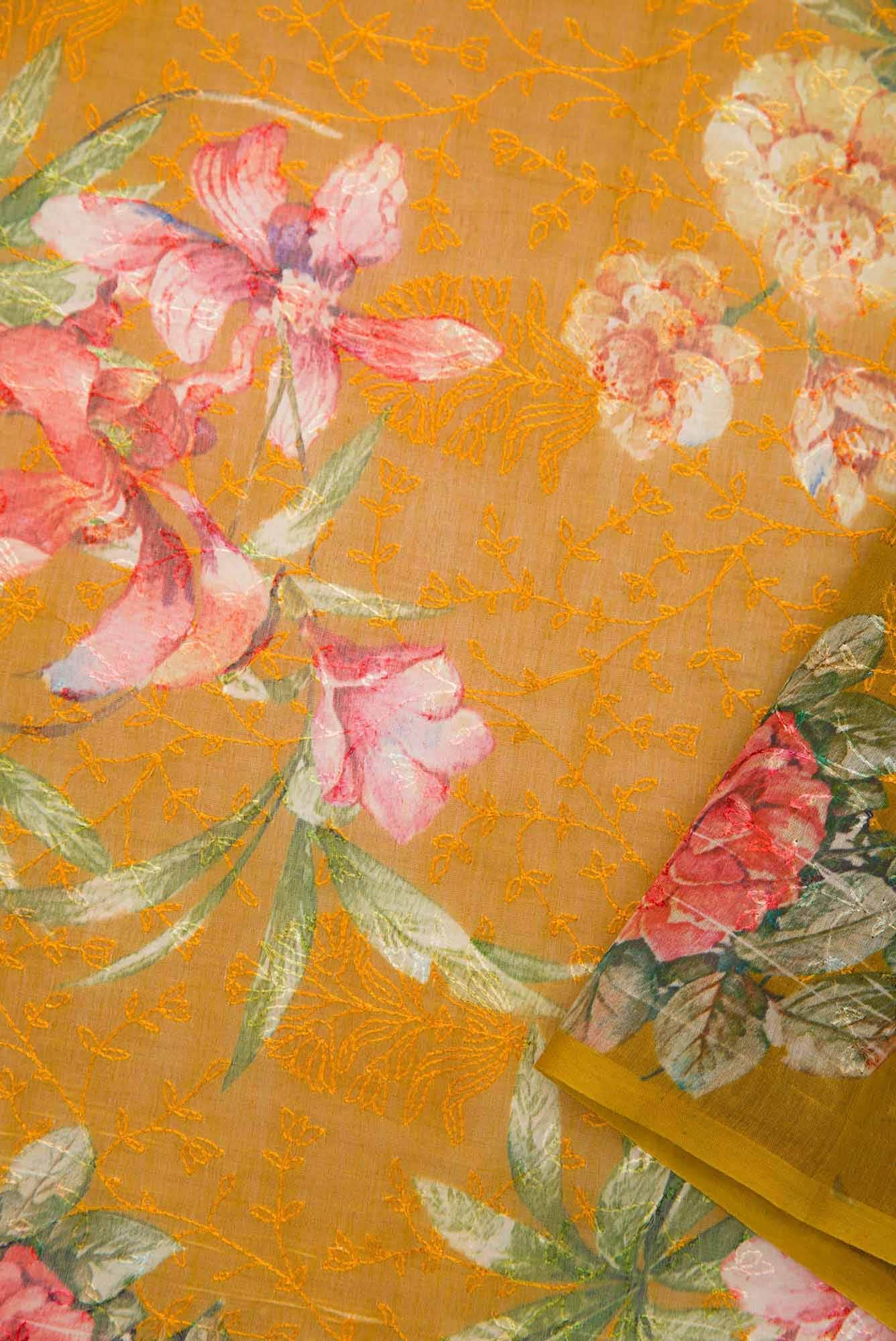 Mustard Chanderi Silk Dress Material