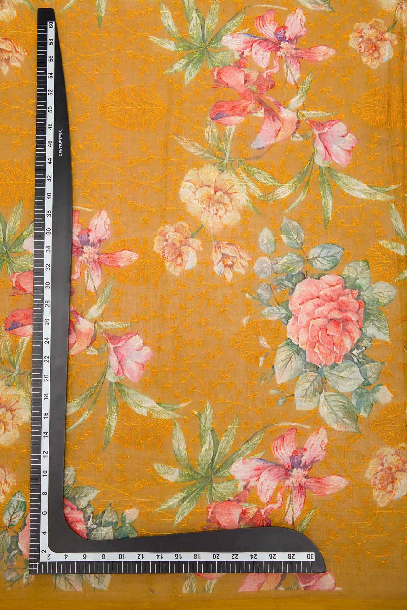 Mustard Chanderi Silk Dress Material