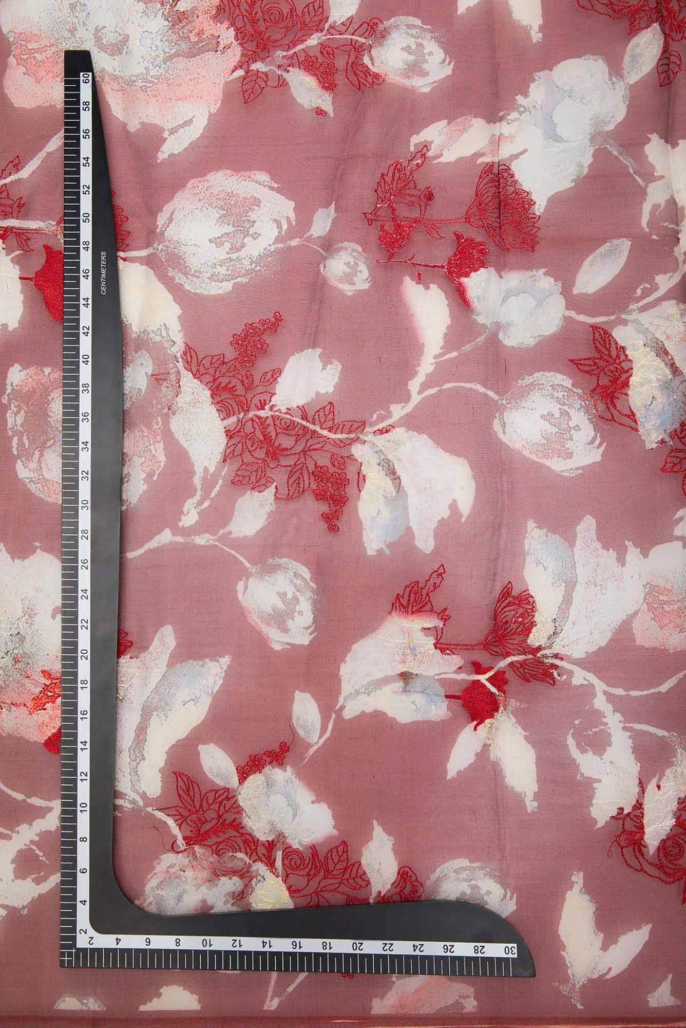 Maroon Organza Silk Dress Material