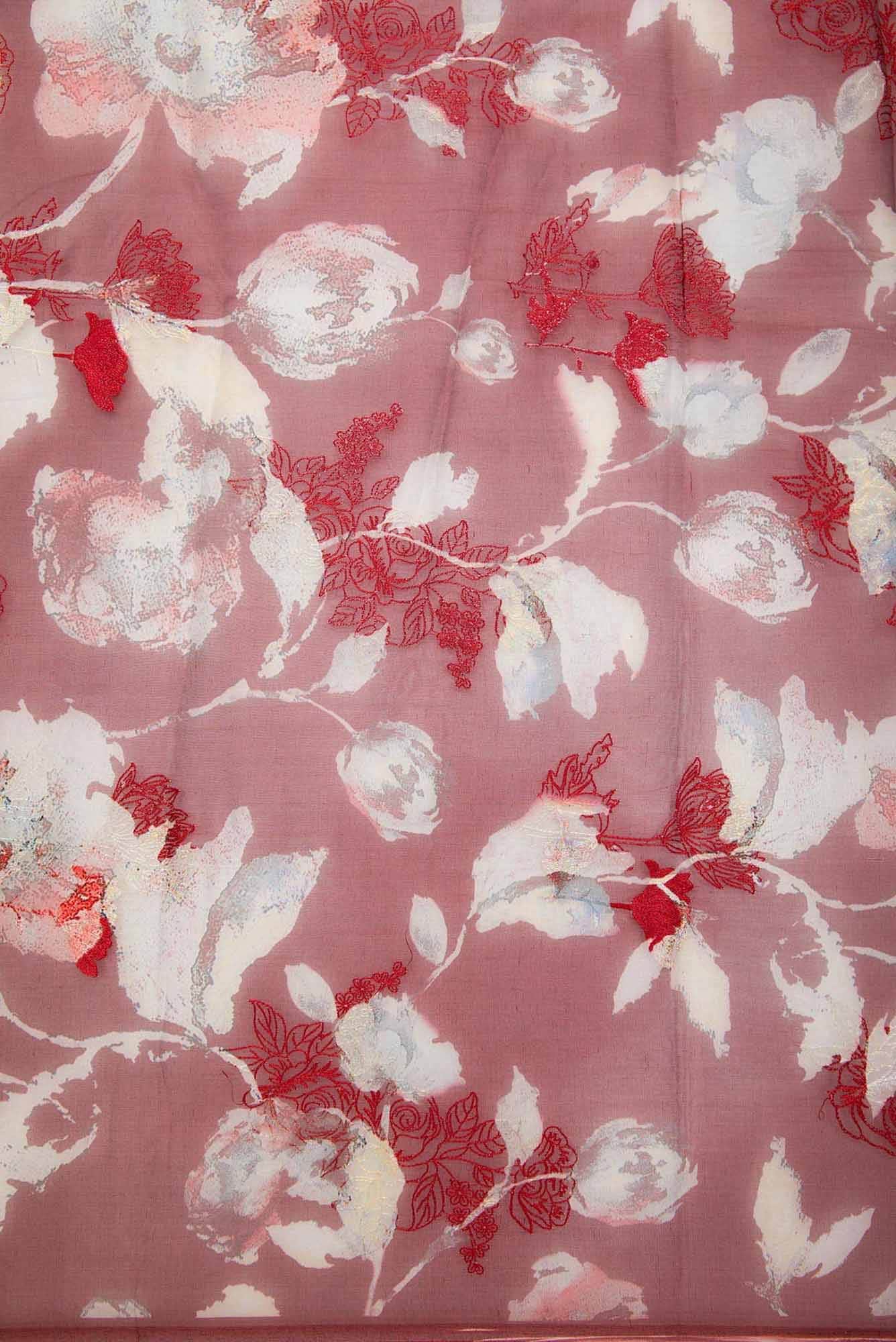 Maroon Organza Silk Dress Material