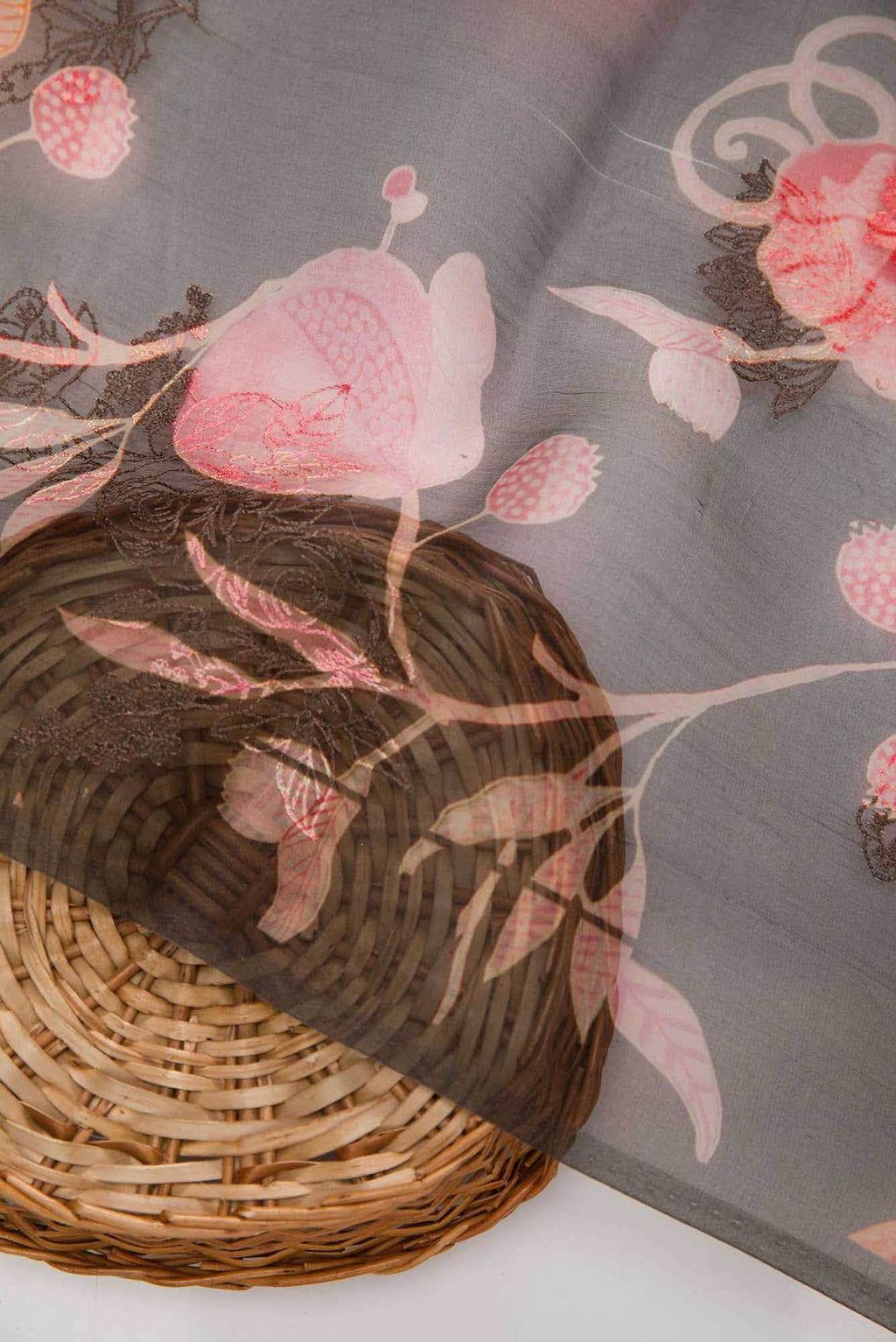 Black Organza Silk Dress Material