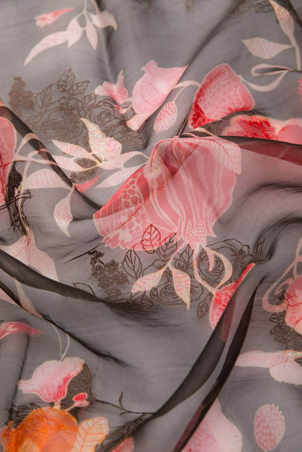 Black Organza Silk Dress Material