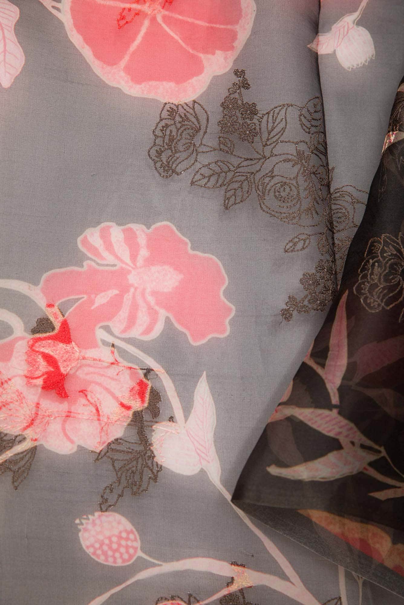 Black Organza Silk Dress Material