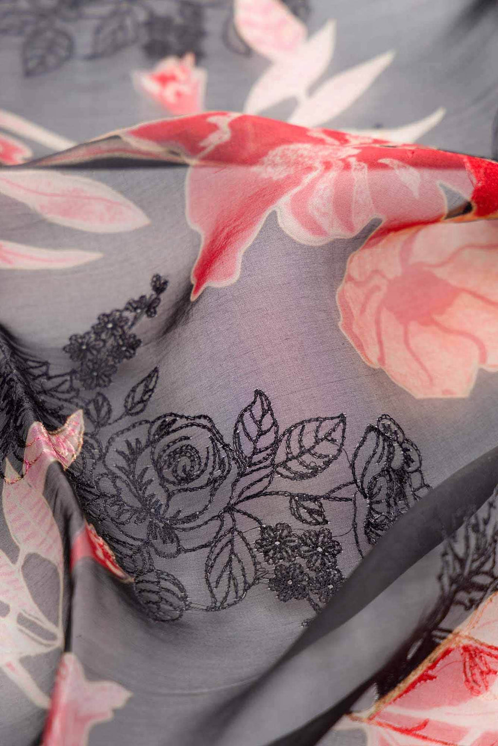 Black Chanderi Silk Dress Material