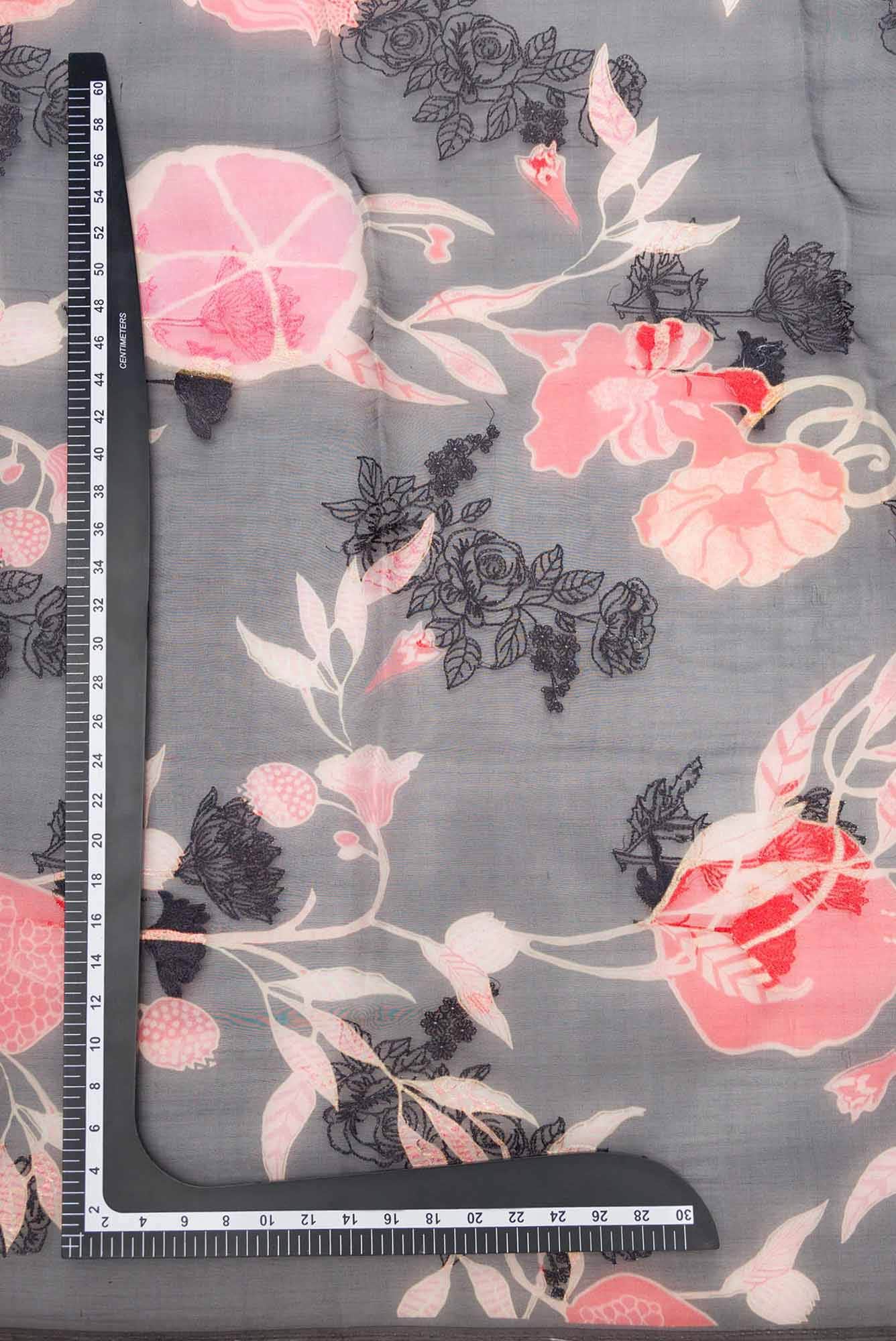 Black Chanderi Silk Dress Material