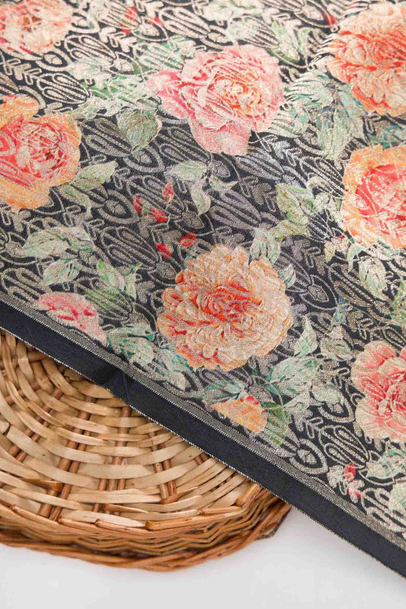 Grey Banarasi Silk Dress Material