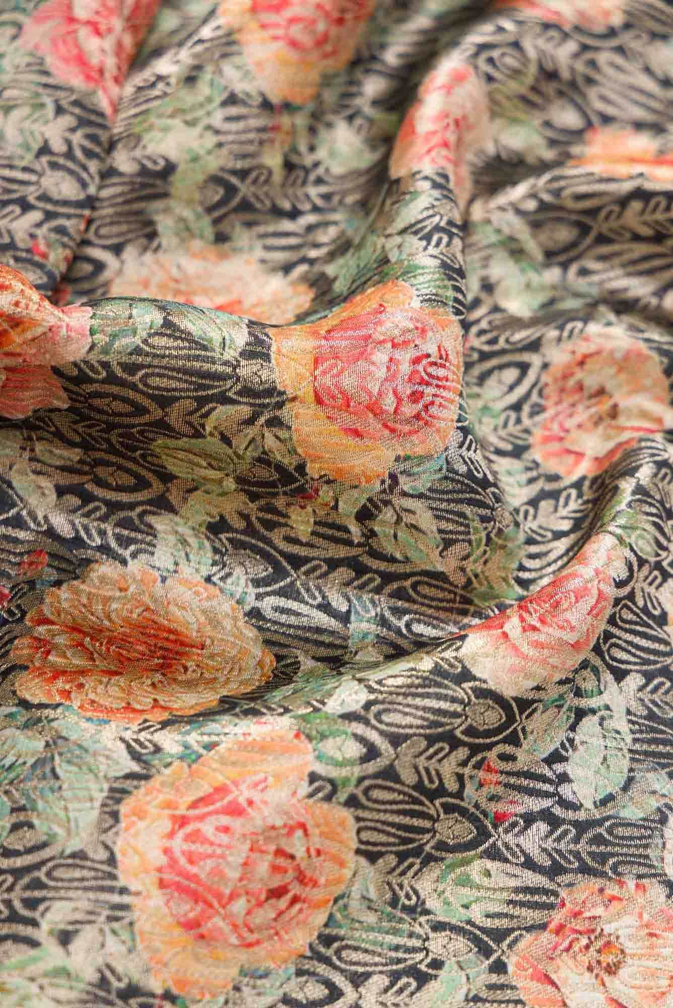 Grey Banarasi Silk Dress Material