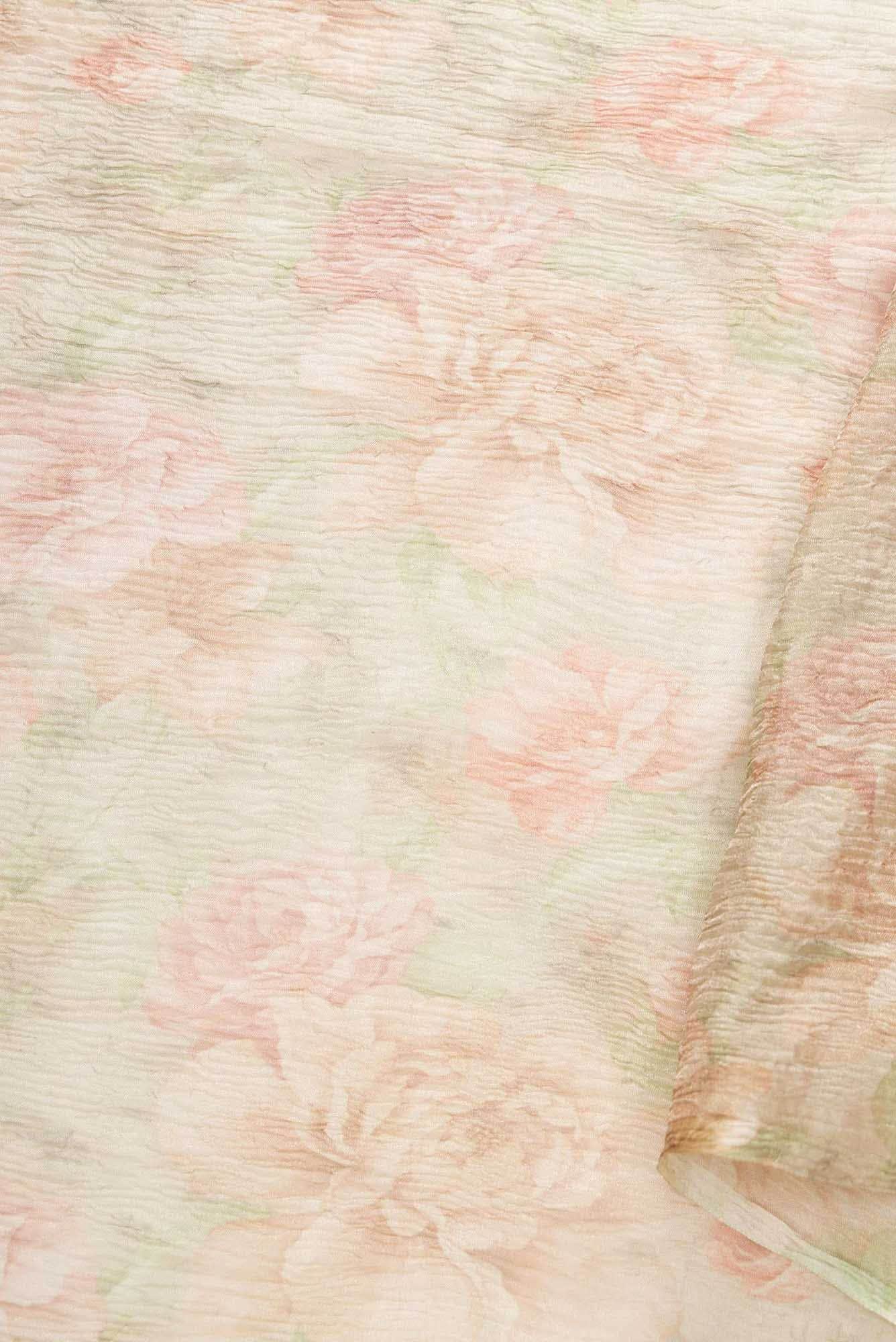 Beige Kanchipuram Tissue Silk Dress Material