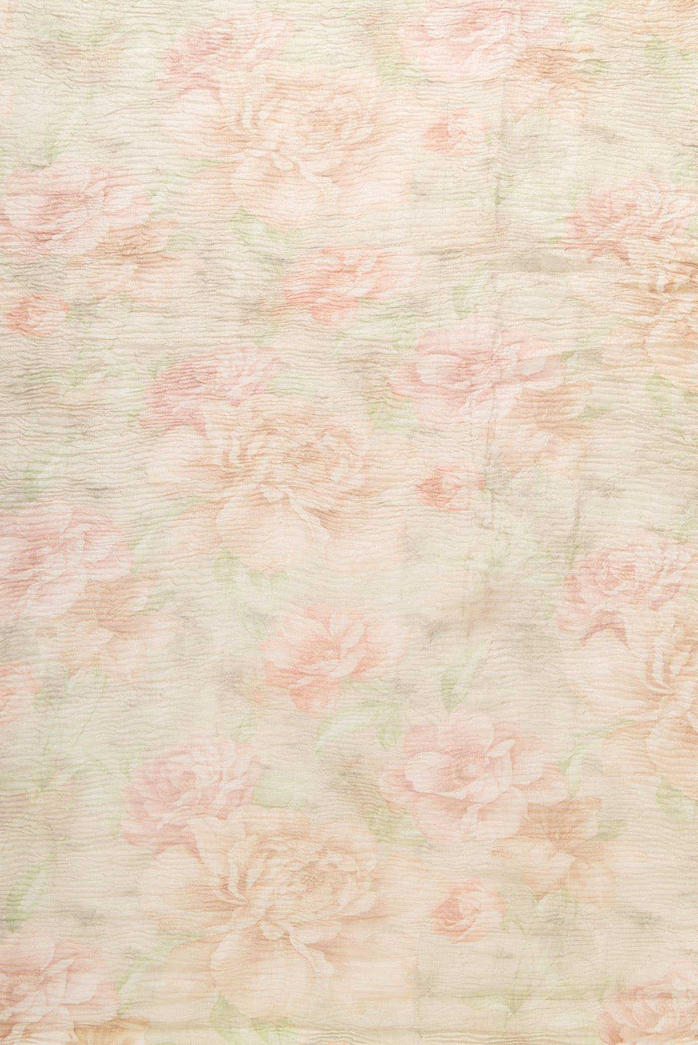 Beige Kanchipuram Tissue Silk Dress Material
