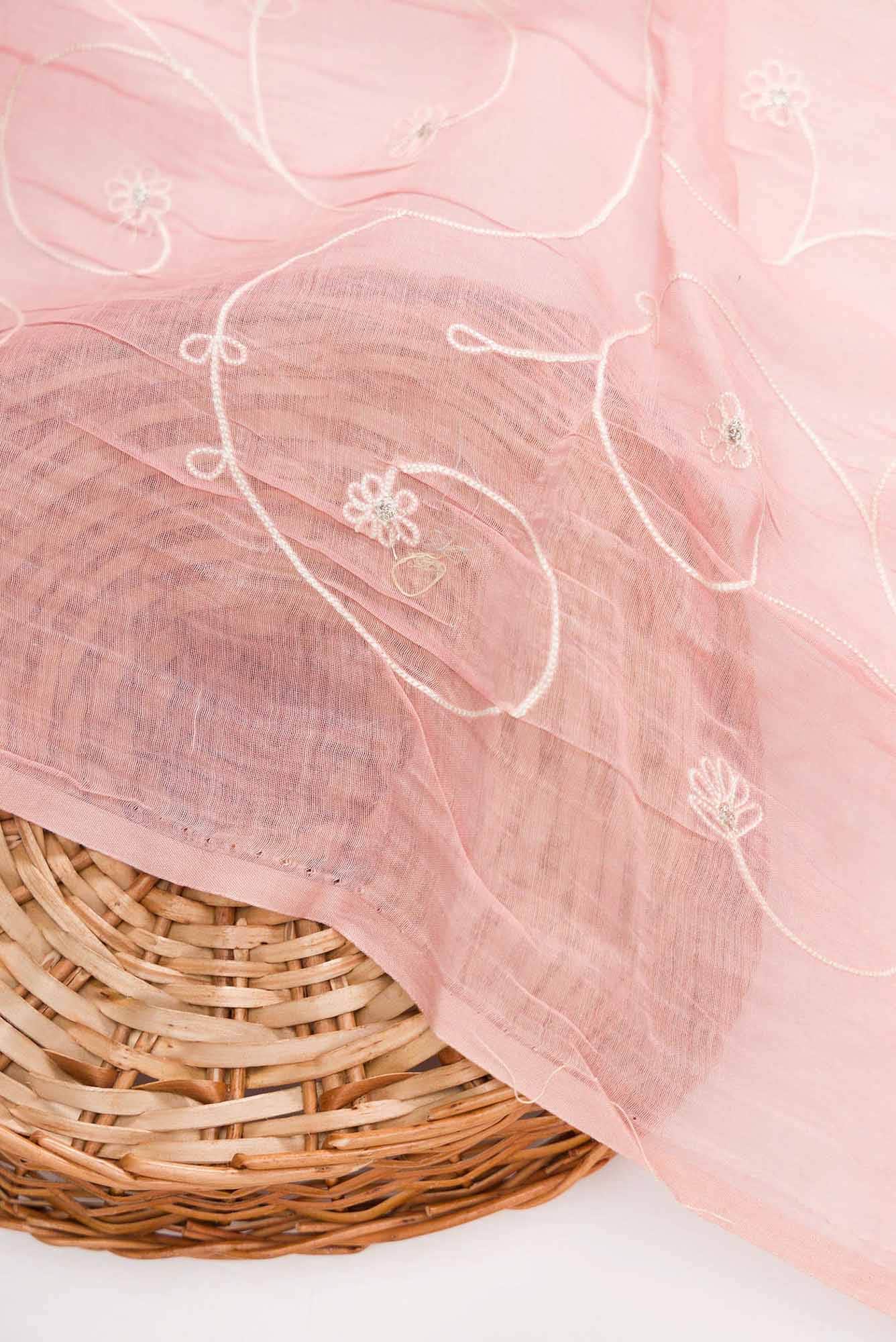 Pink Chanderi Silk Dress Material