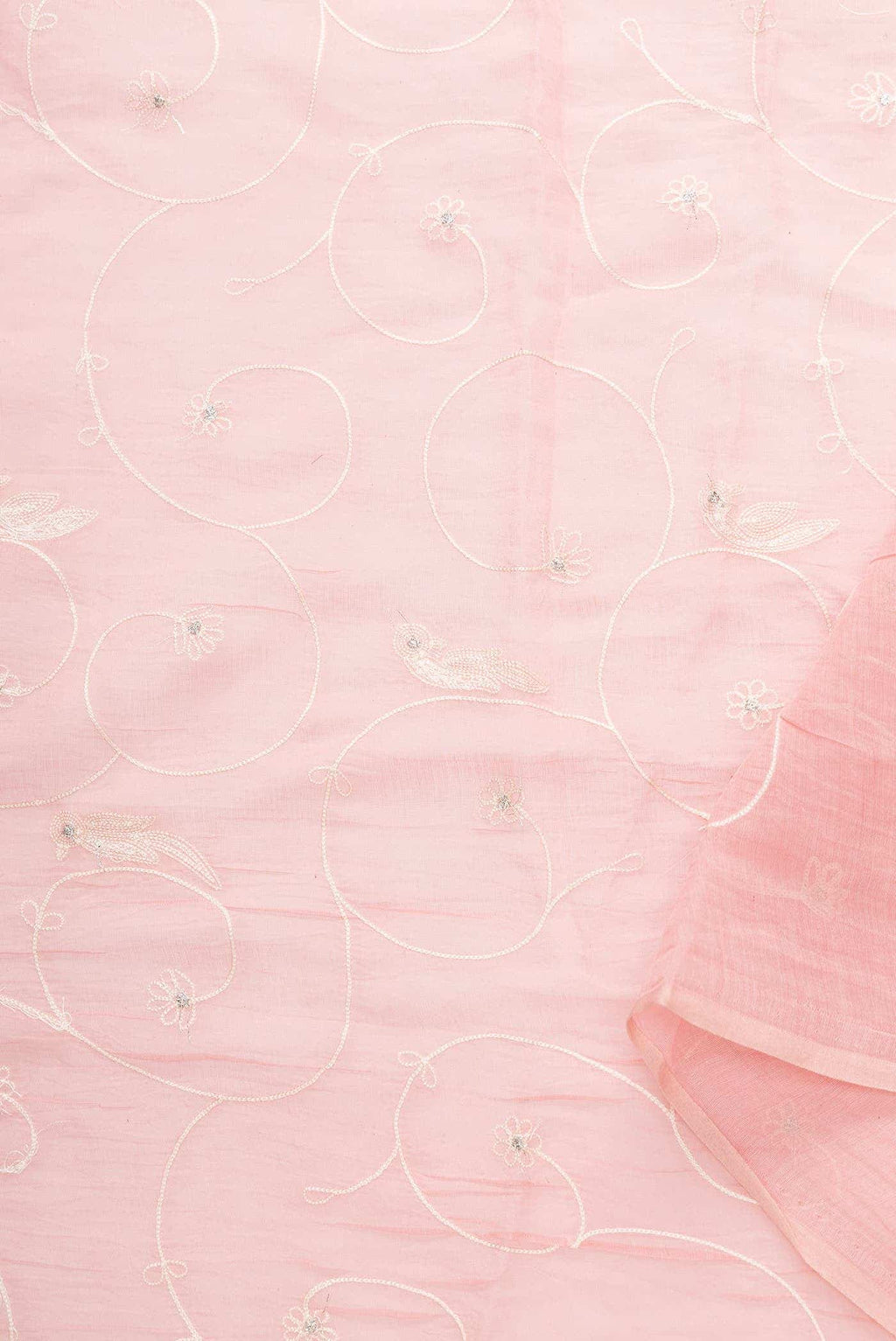 Pink Chanderi Silk Dress Material
