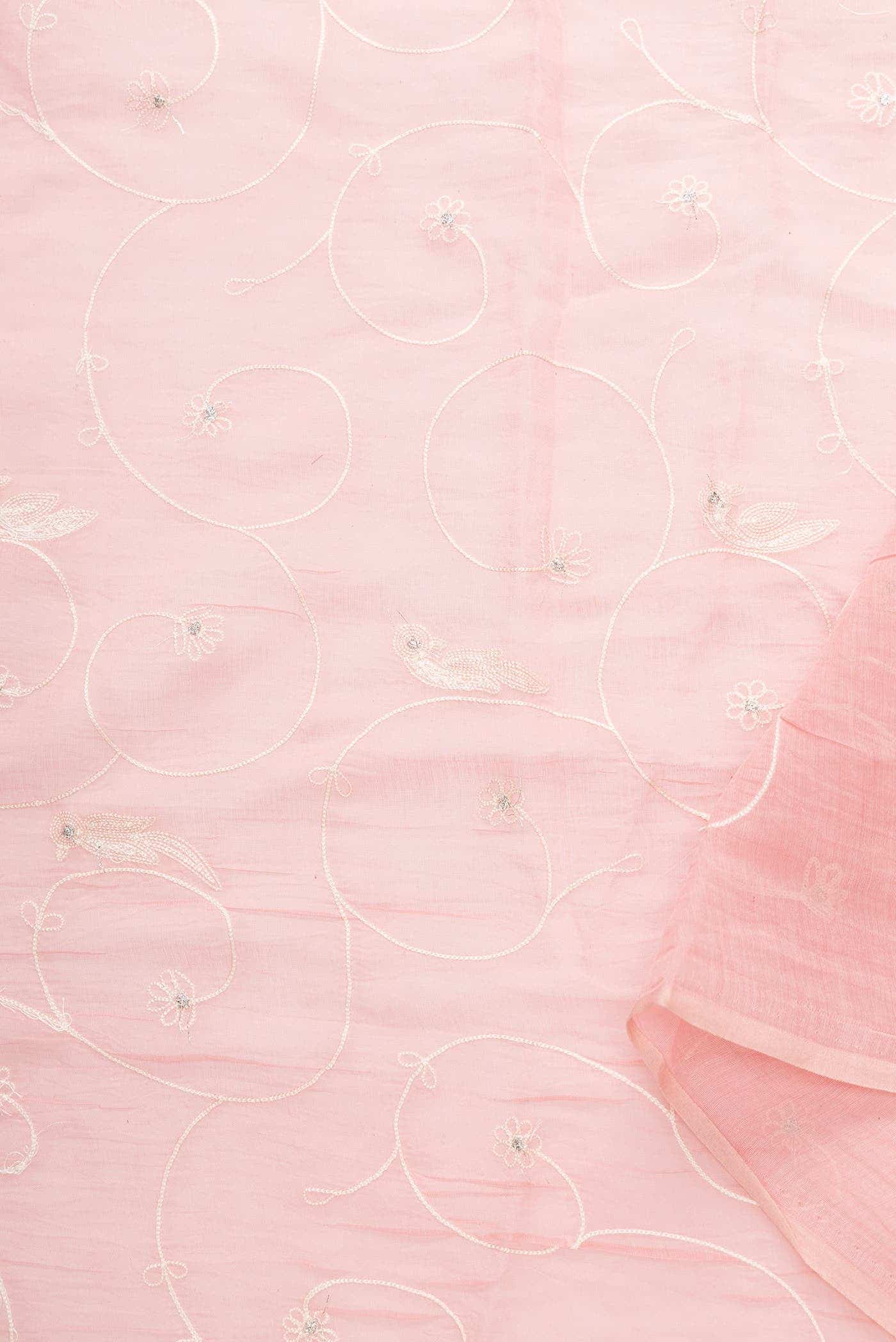 Pink Chanderi Silk Dress Material