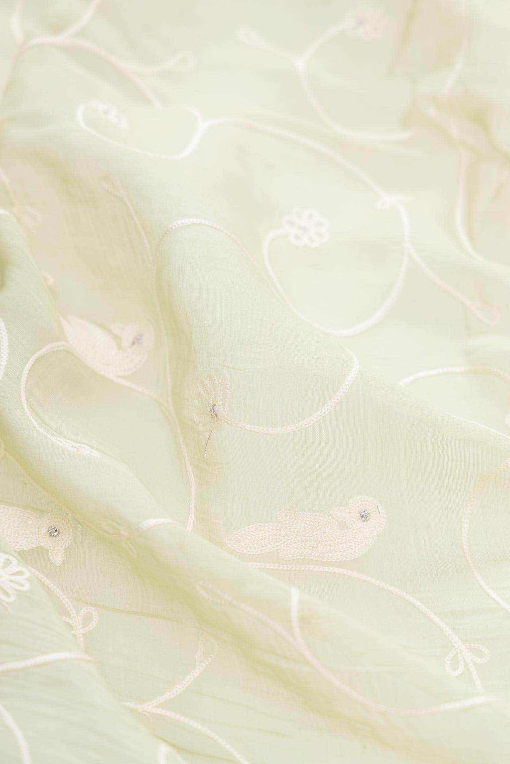 Pista Green Chanderi Silk Dress Material