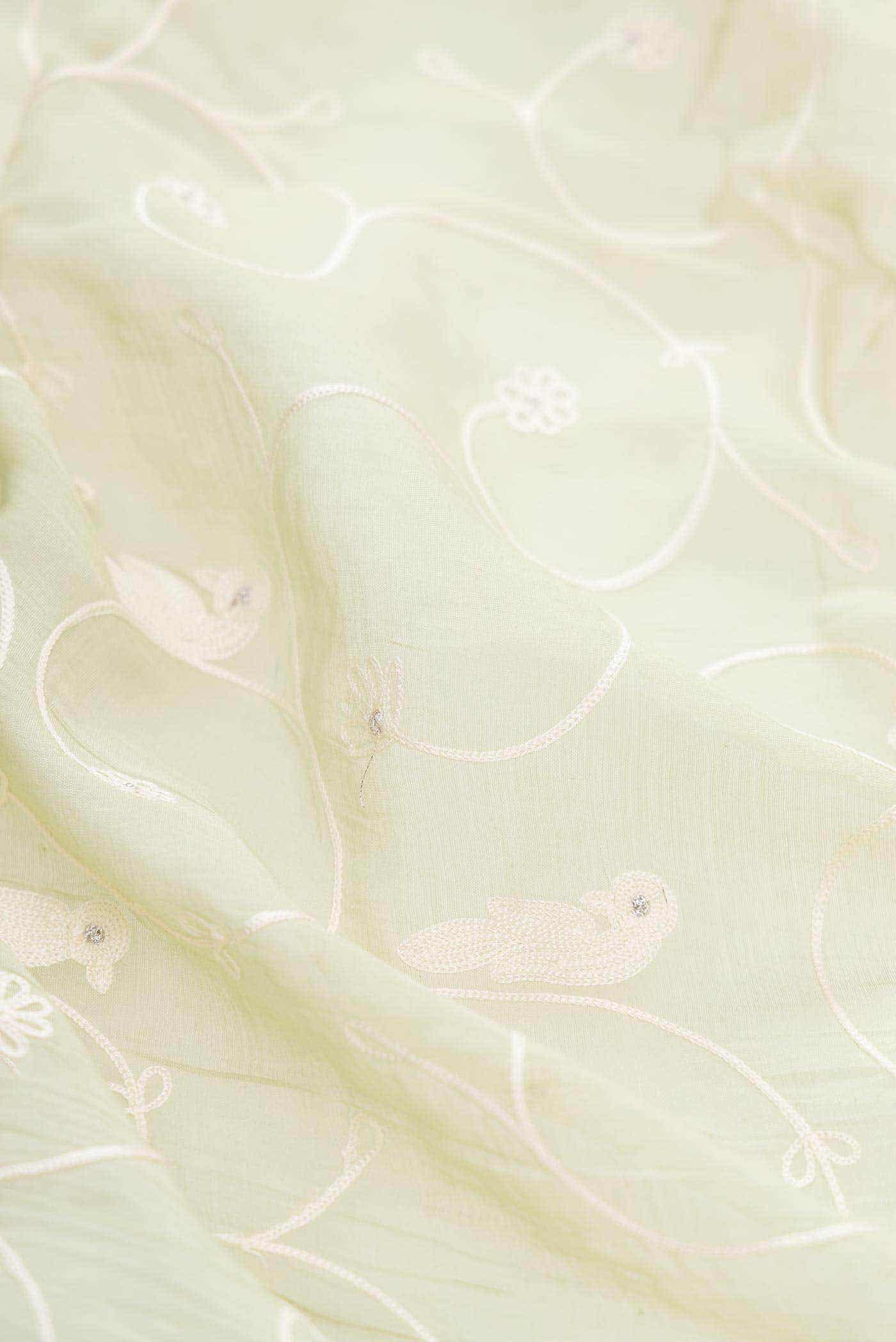 Pista Green Chanderi Silk Dress Material