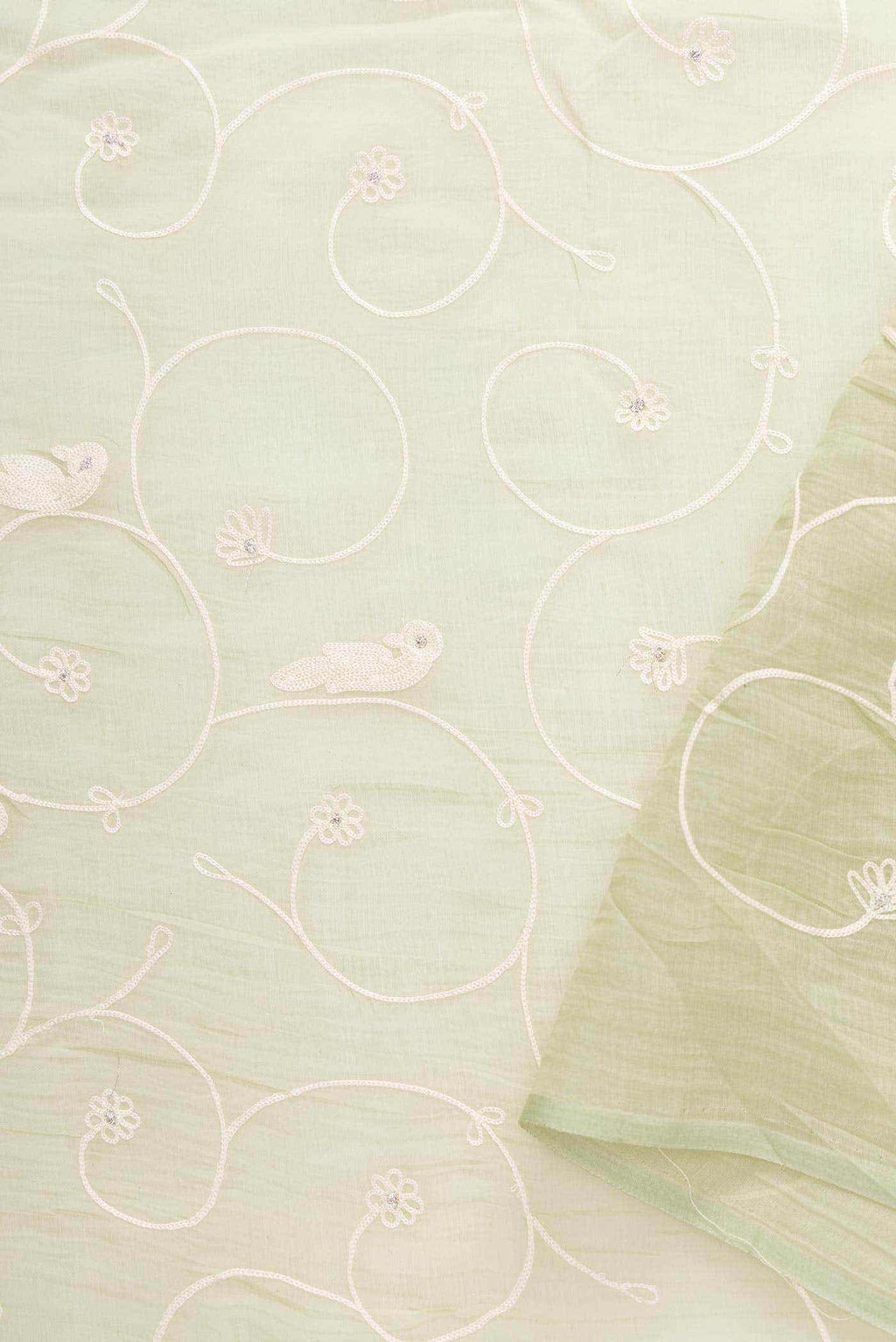 Pista Green Chanderi Silk Dress Material