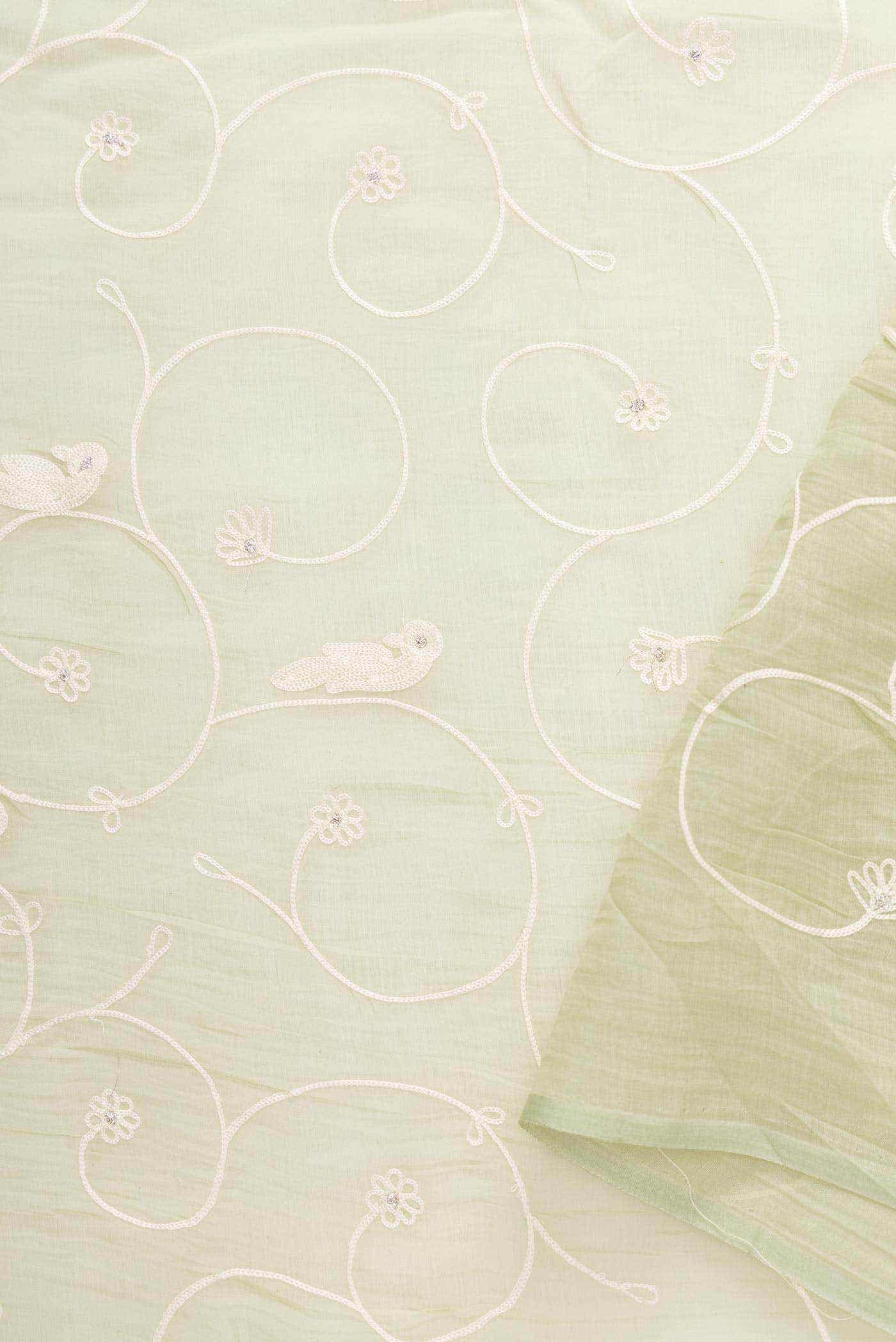 Pista Green Chanderi Silk Dress Material