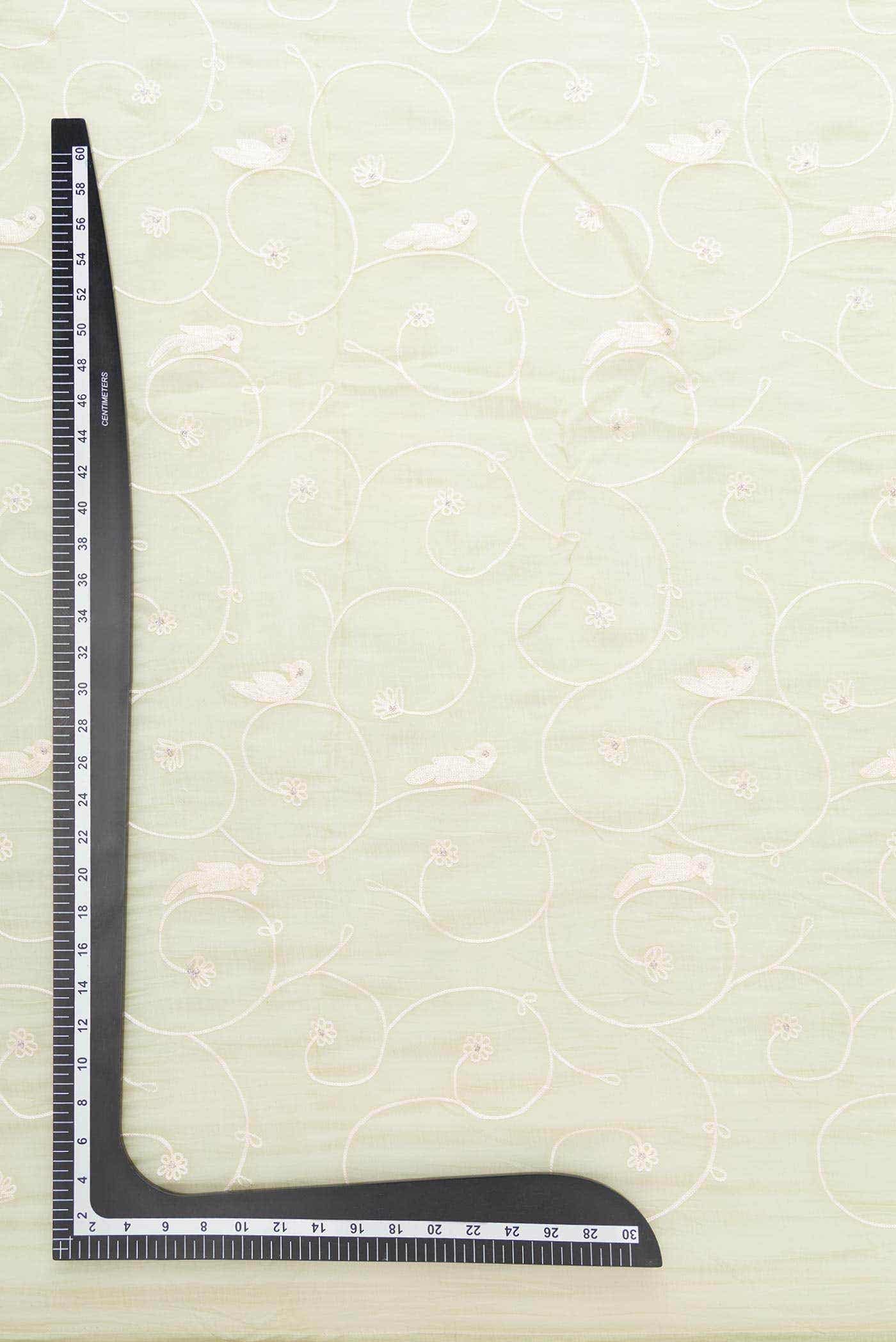 Pista Green Chanderi Silk Dress Material