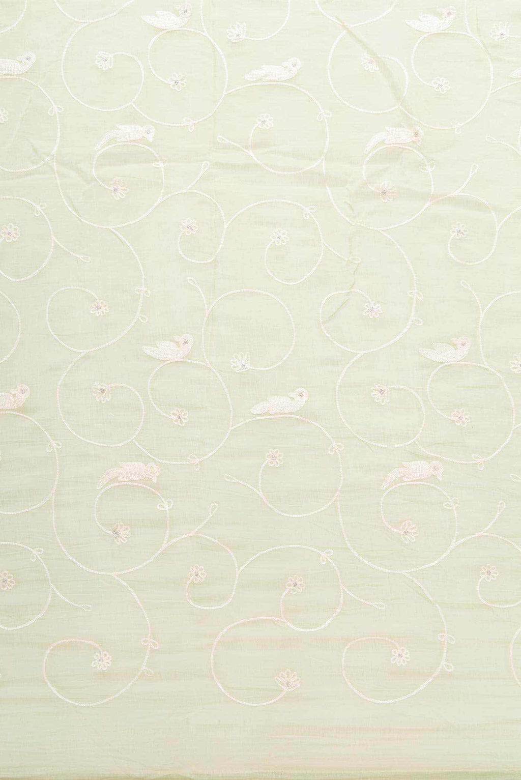 Pista Green Chanderi Silk Dress Material