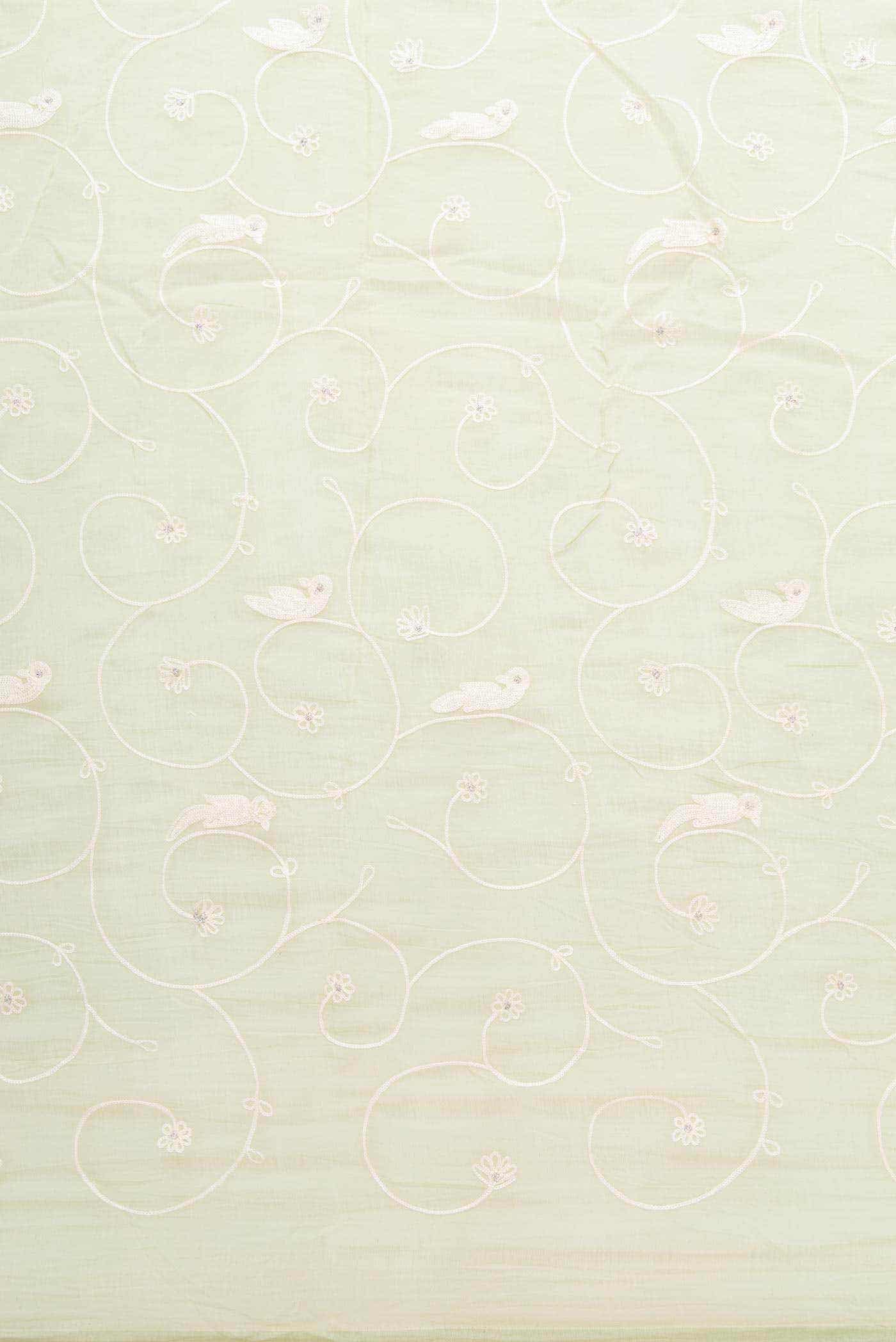 Pista Green Chanderi Silk Dress Material