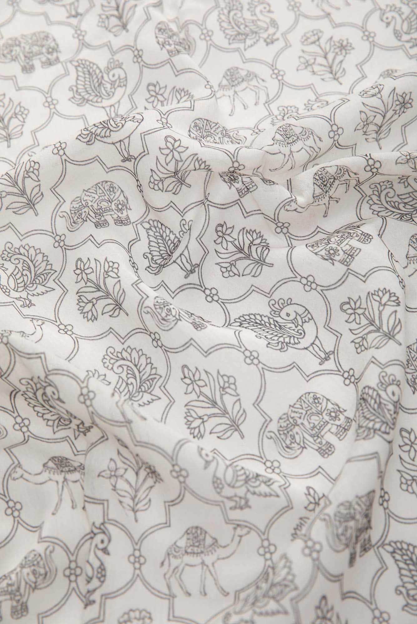 Off White Chanderi Silk Dress Material