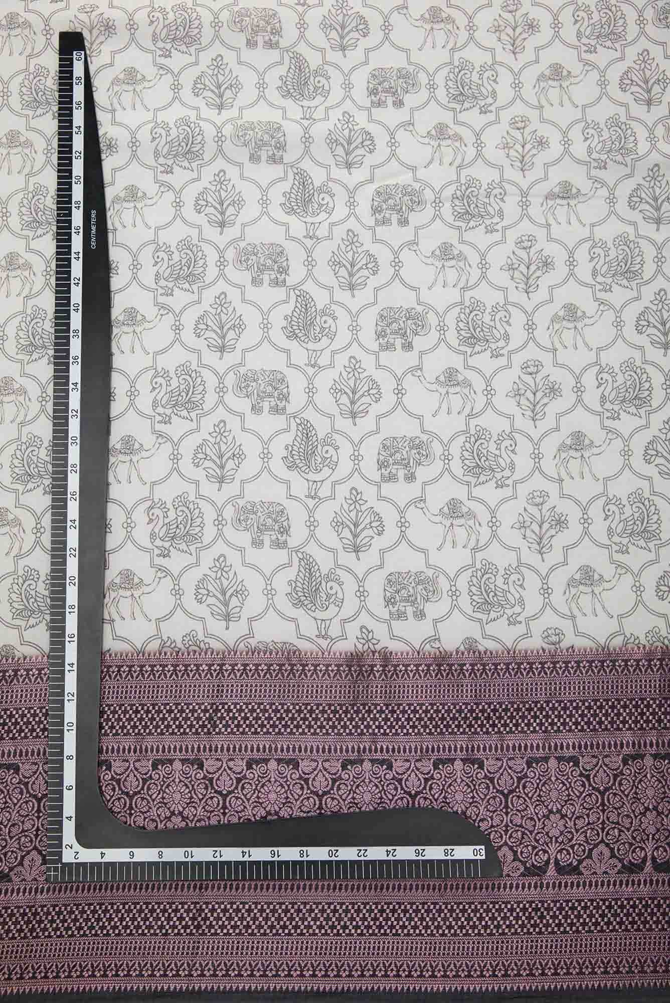 Off White Chanderi Silk Dress Material