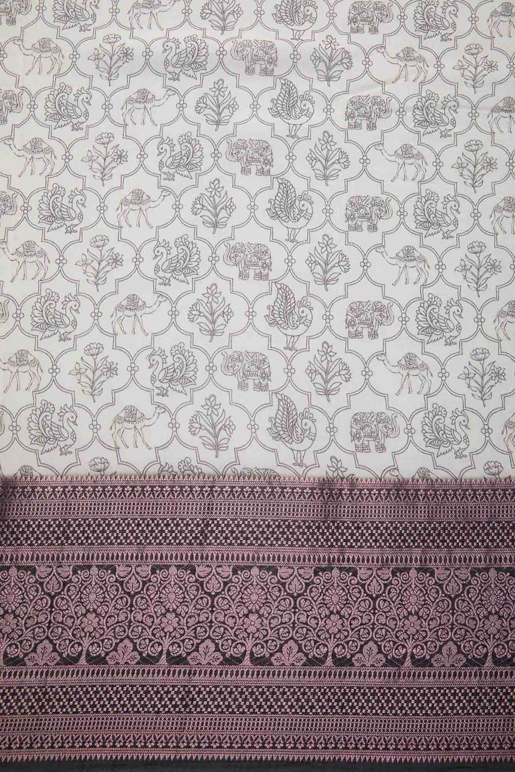 Off White Chanderi Silk Dress Material