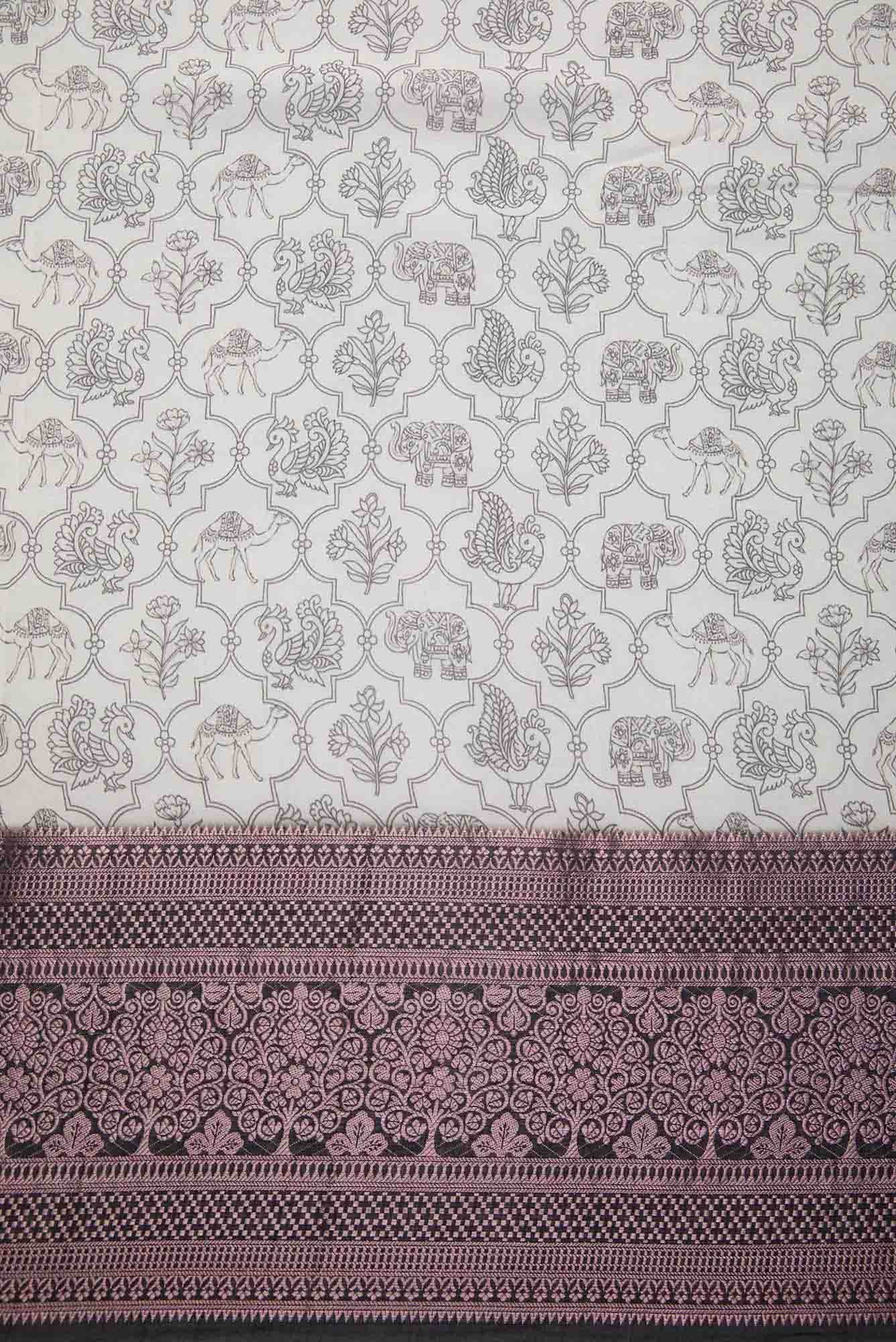 Off White Chanderi Silk Dress Material