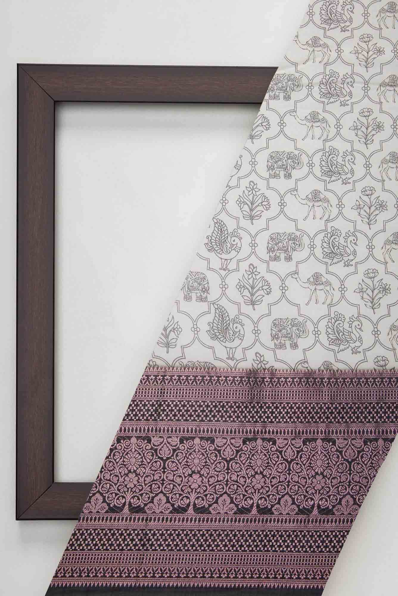 Off White Chanderi Silk Dress Material