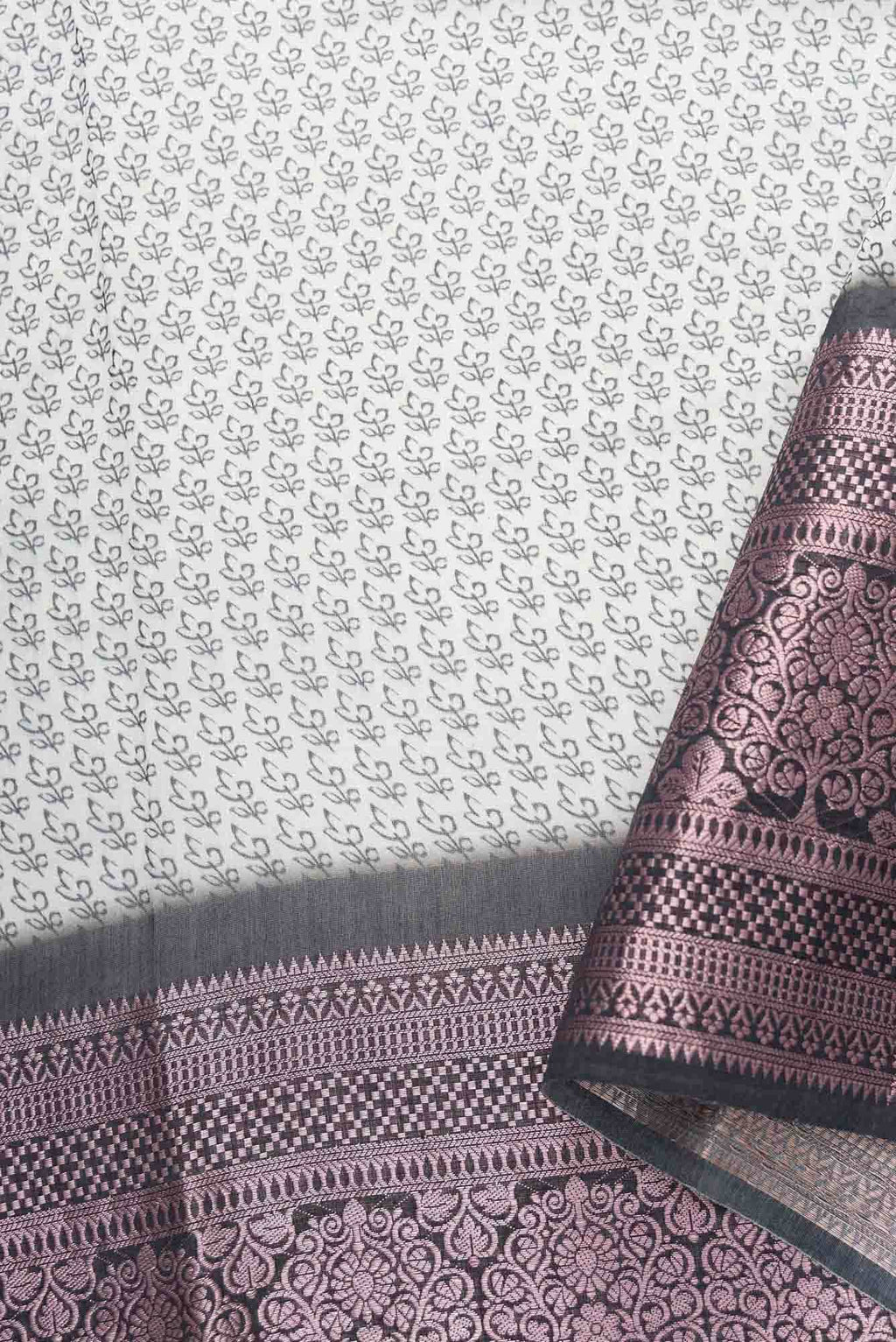 Off White Chanderi Silk Dress Material