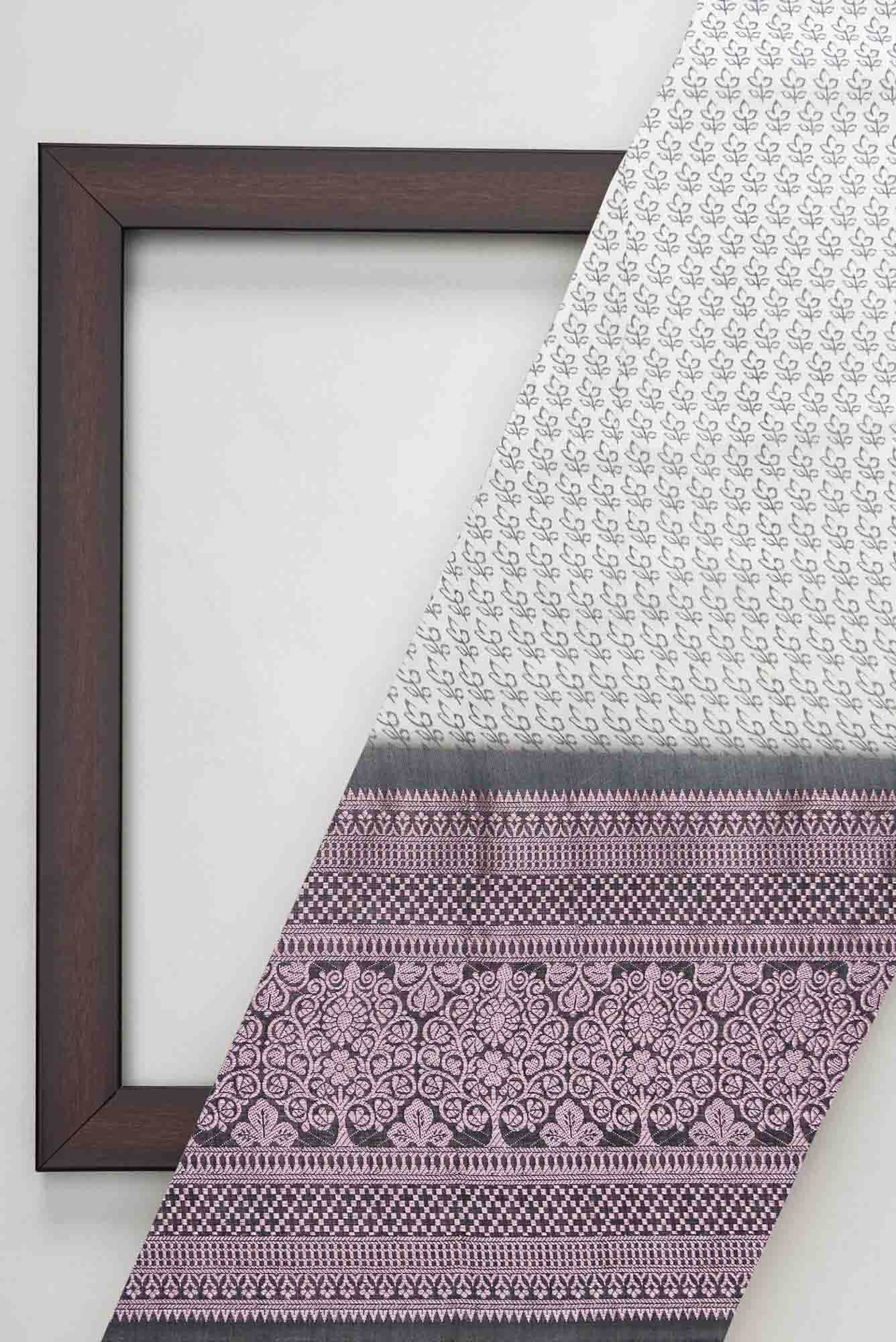 Off White Chanderi Silk Dress Material