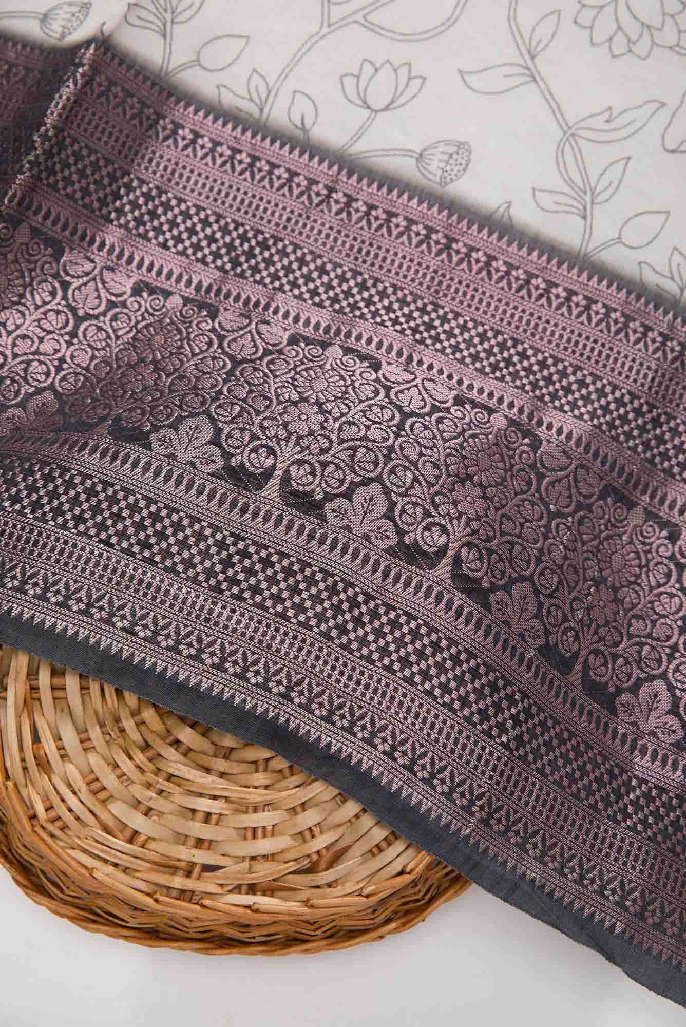Off White Chanderi Silk Dress Material