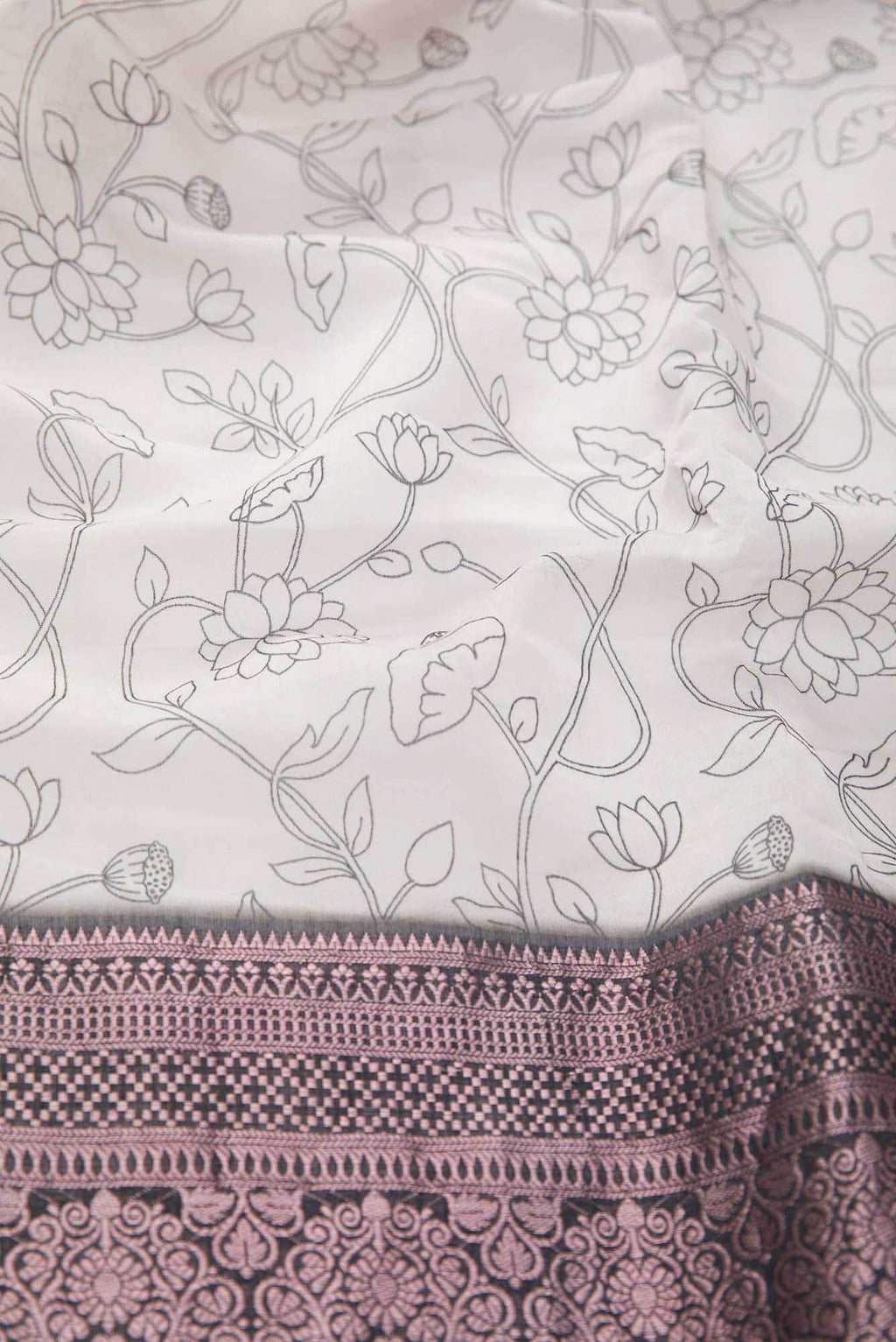 Off White Chanderi Silk Dress Material